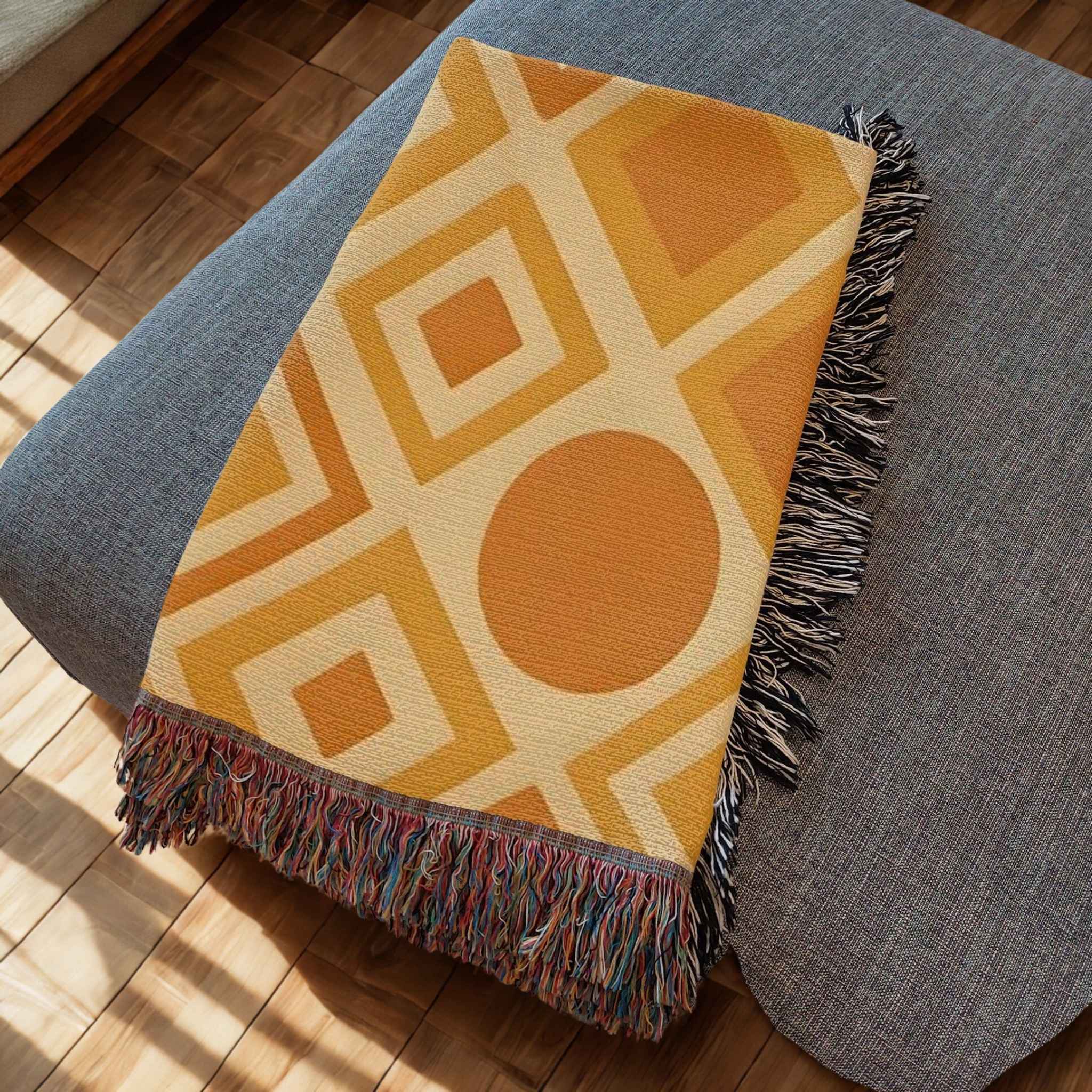Boho Throw Blanket – Earth Midcentury Style | Golden Prism
