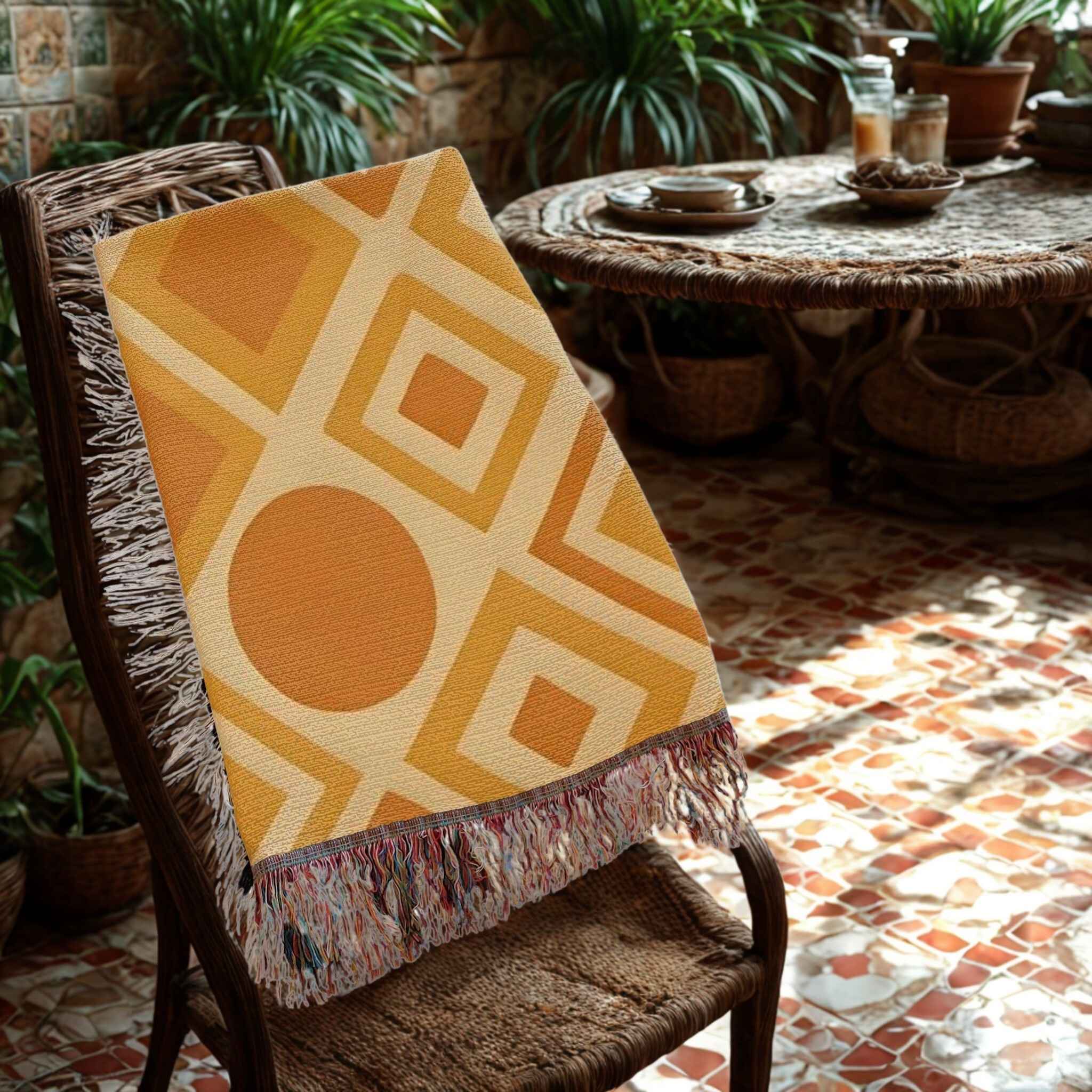 Boho Throw Blanket – Earth Midcentury Style | Golden Prism