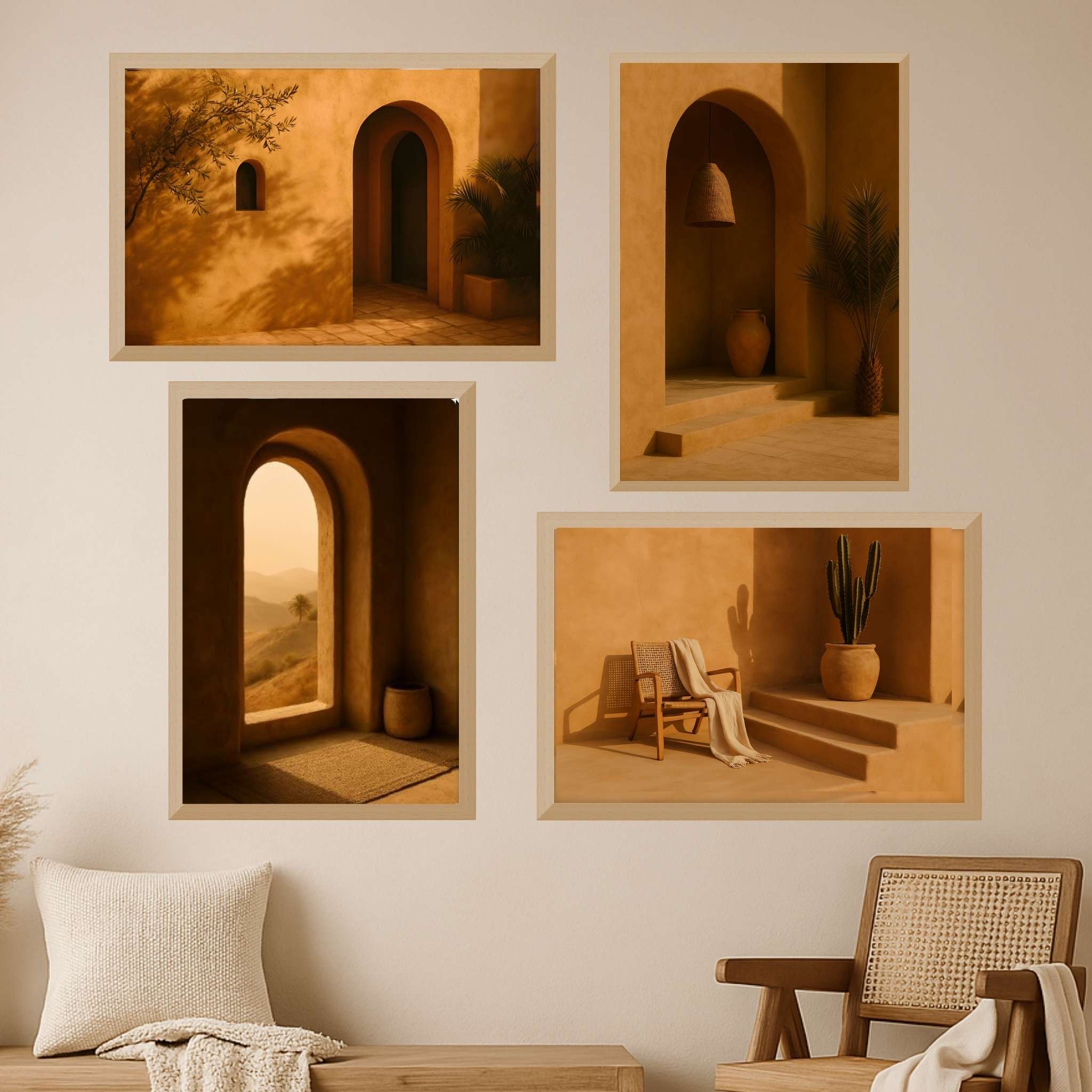 Moroccan Archway Wall Art Set of 4, 12x18 | Golden Views