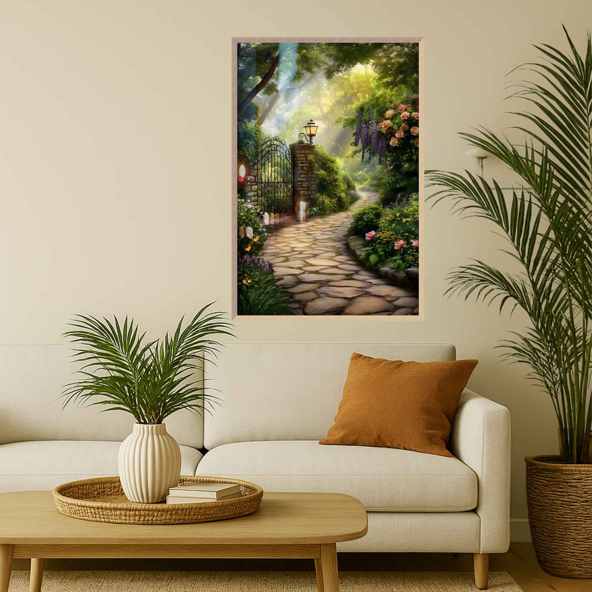 Cottagecore Garden Wall Art: Romantic Pathway | Golden Bloom