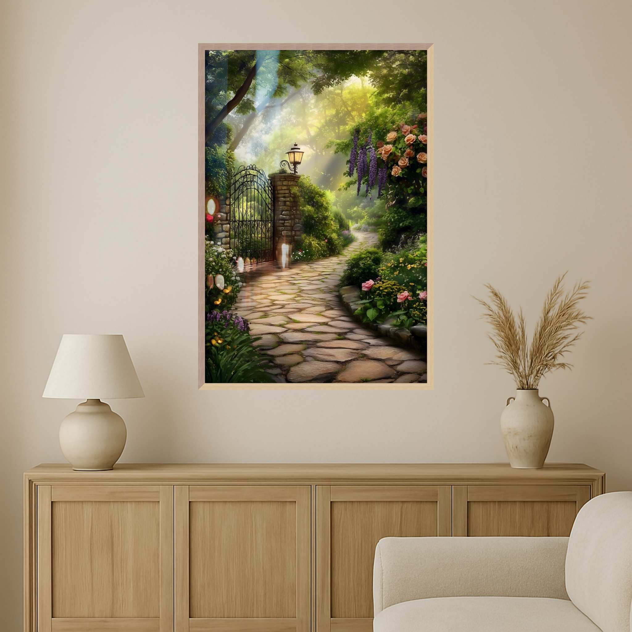 Cottagecore Garden Wall Art: Romantic Pathway | Golden Bloom