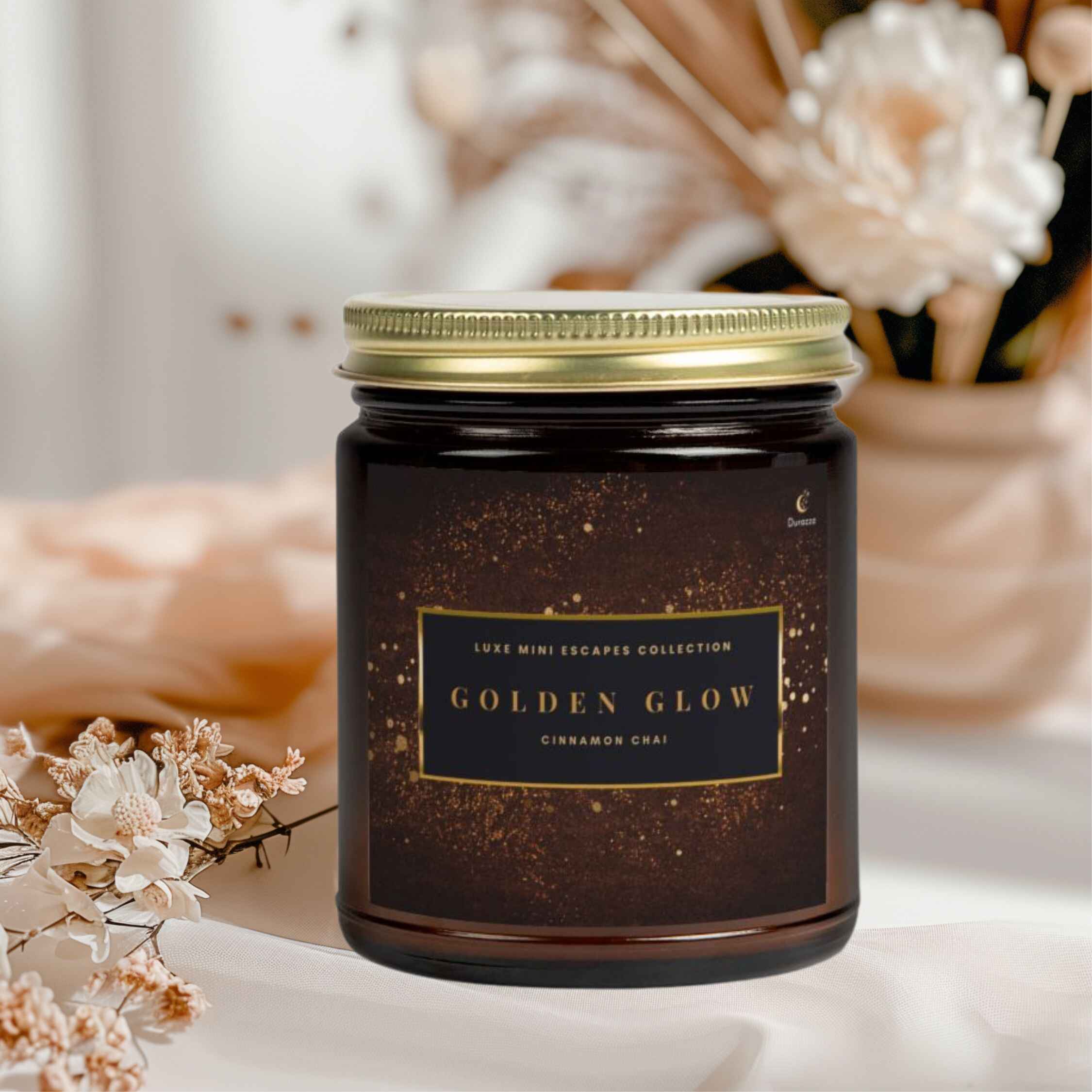 Cinnamon Scented Candle – 9 oz Coconut Apricot Wax | Golden Glow
