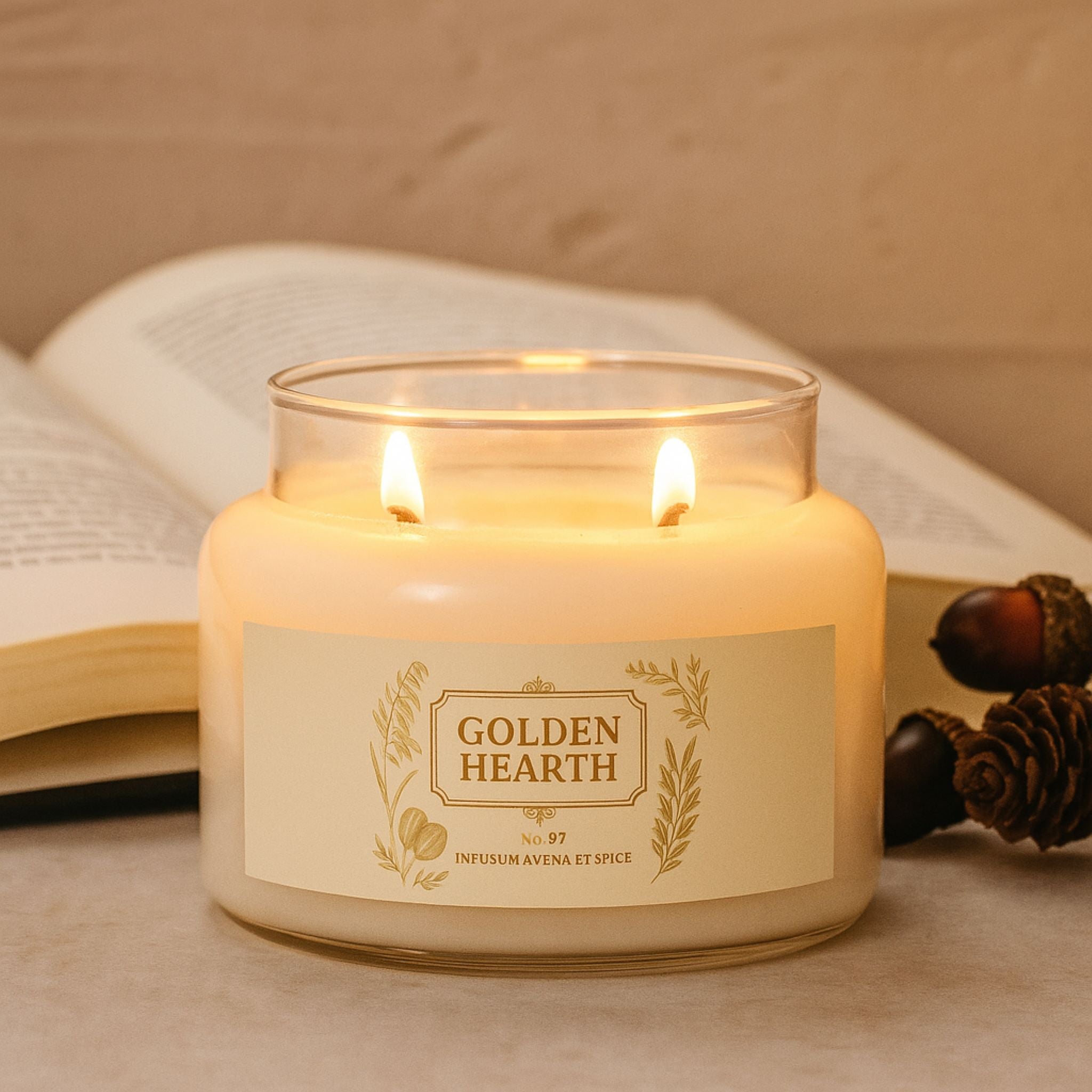 Botanical Apothecary Candle – Warm Fall Glow | Golden Hearth