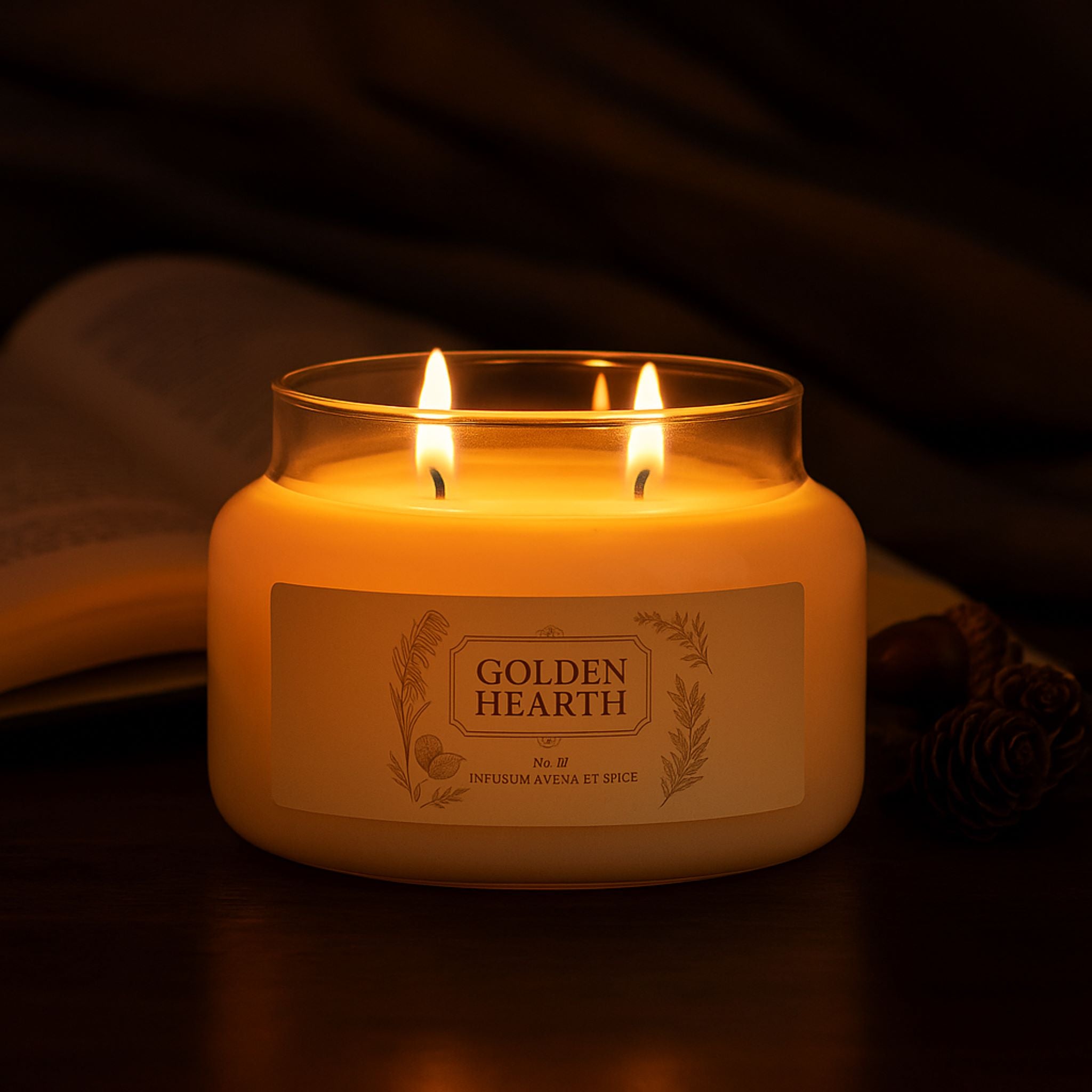 Botanical Apothecary Candle – Warm Fall Glow | Golden Hearth