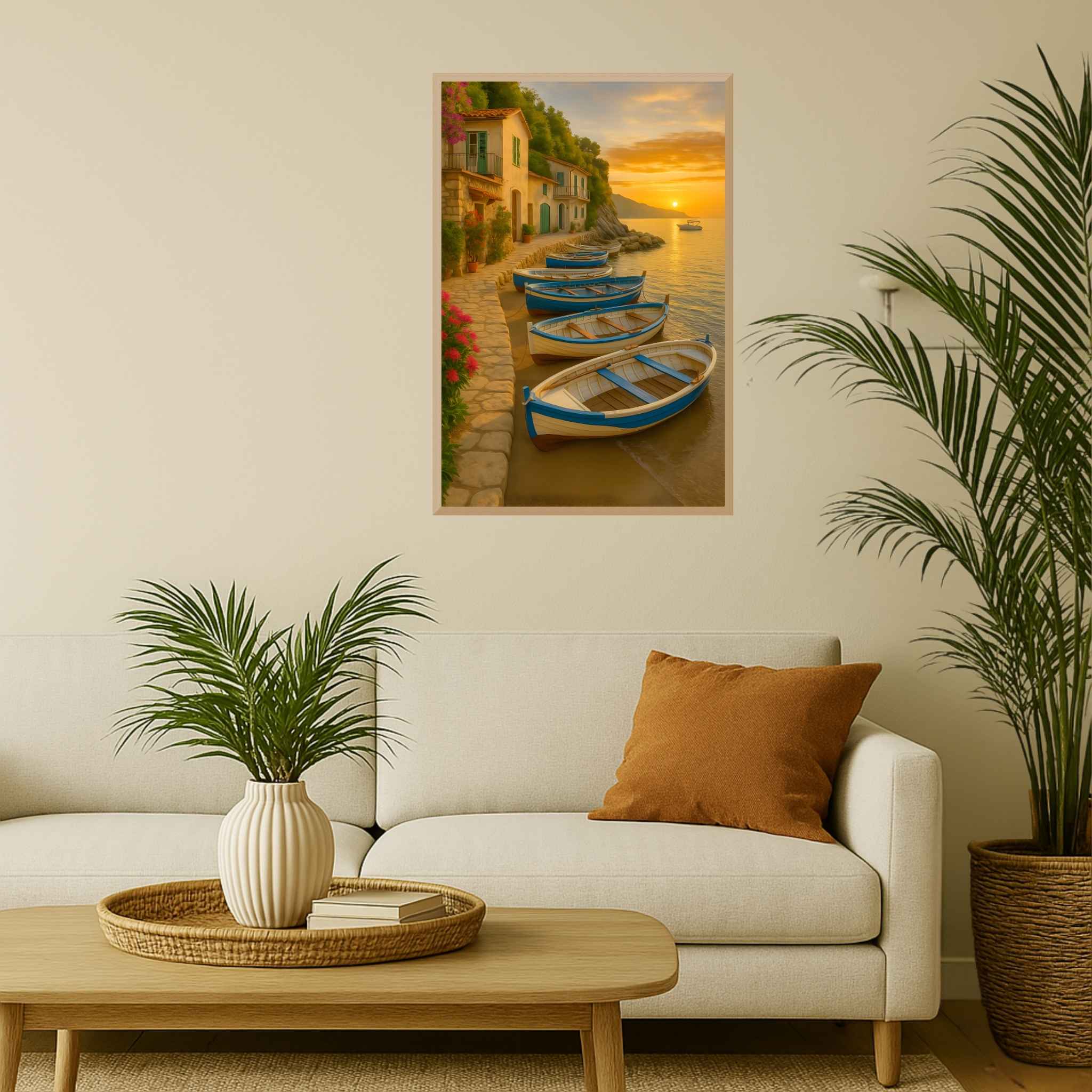 Mediterranean Wall Art – Seaside Sunset View | Golden Moor