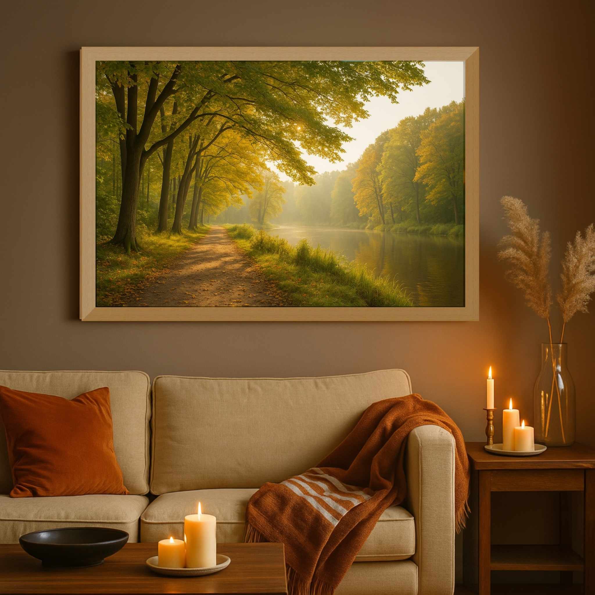 Autumn Forest Wall Art – Nature Path Print | Golden Quiet