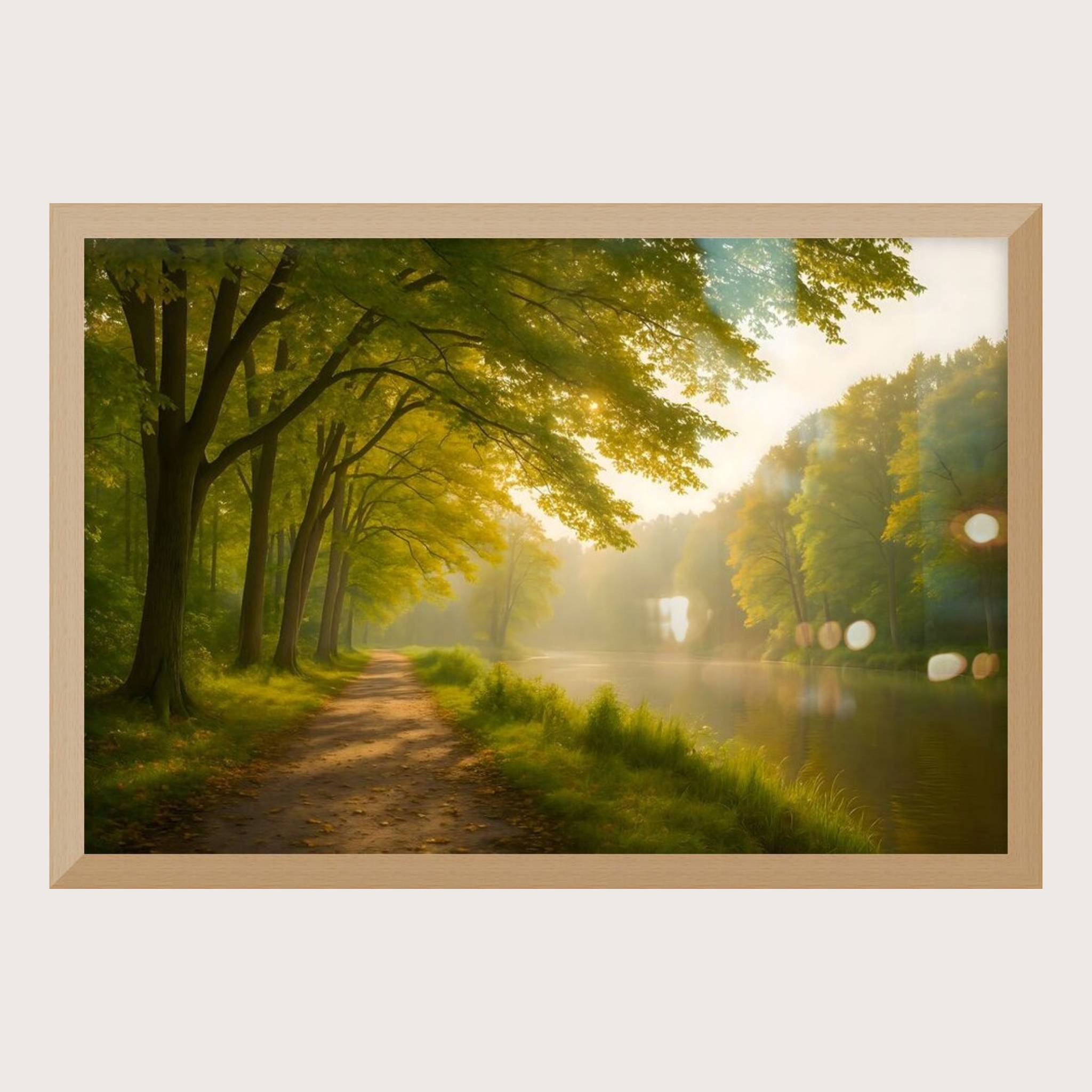Autumn Forest Wall Art – Nature Path Print | Golden Quiet