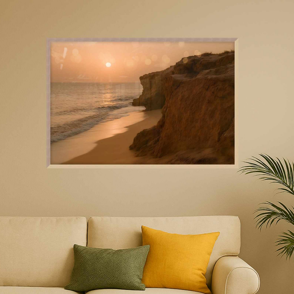 Sunset Beach Cliffs Fine Art Print, 24x16 | Golden Retreat