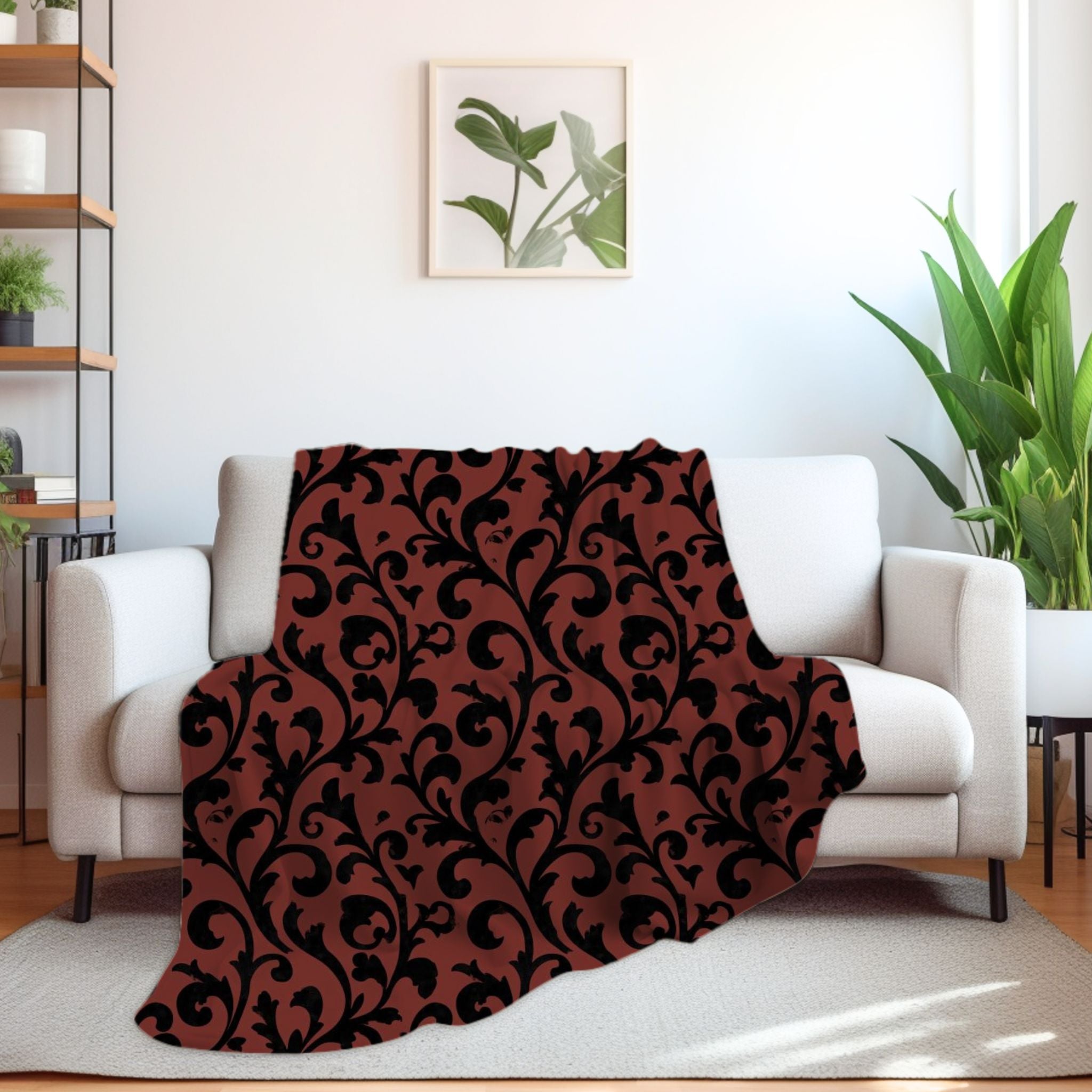 Gothic Damask Blanket – Elegant Dark Decor | Gothic Whirl