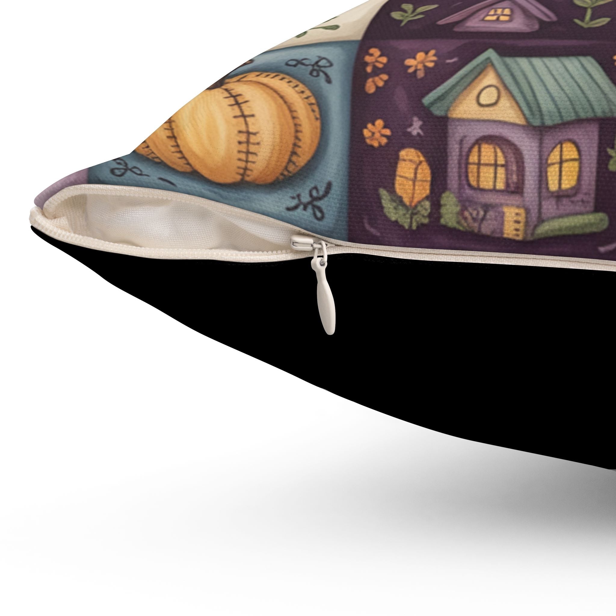 Autumn Folk Art Pillow - Halloween Patchwork | Hallow Season