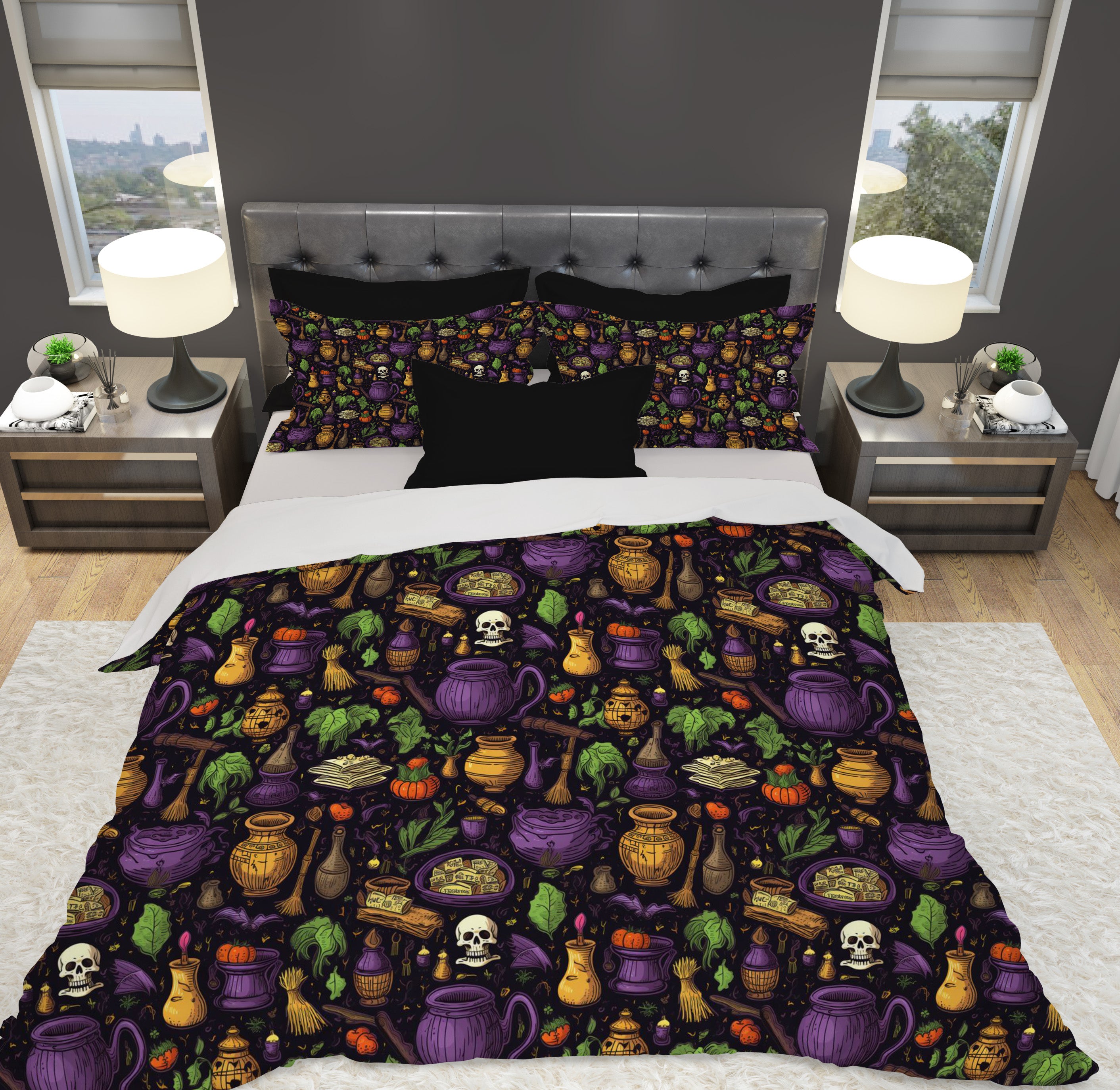 Hallows' Eve Spell Duvet Cover and Pillow Shams, Microfiber