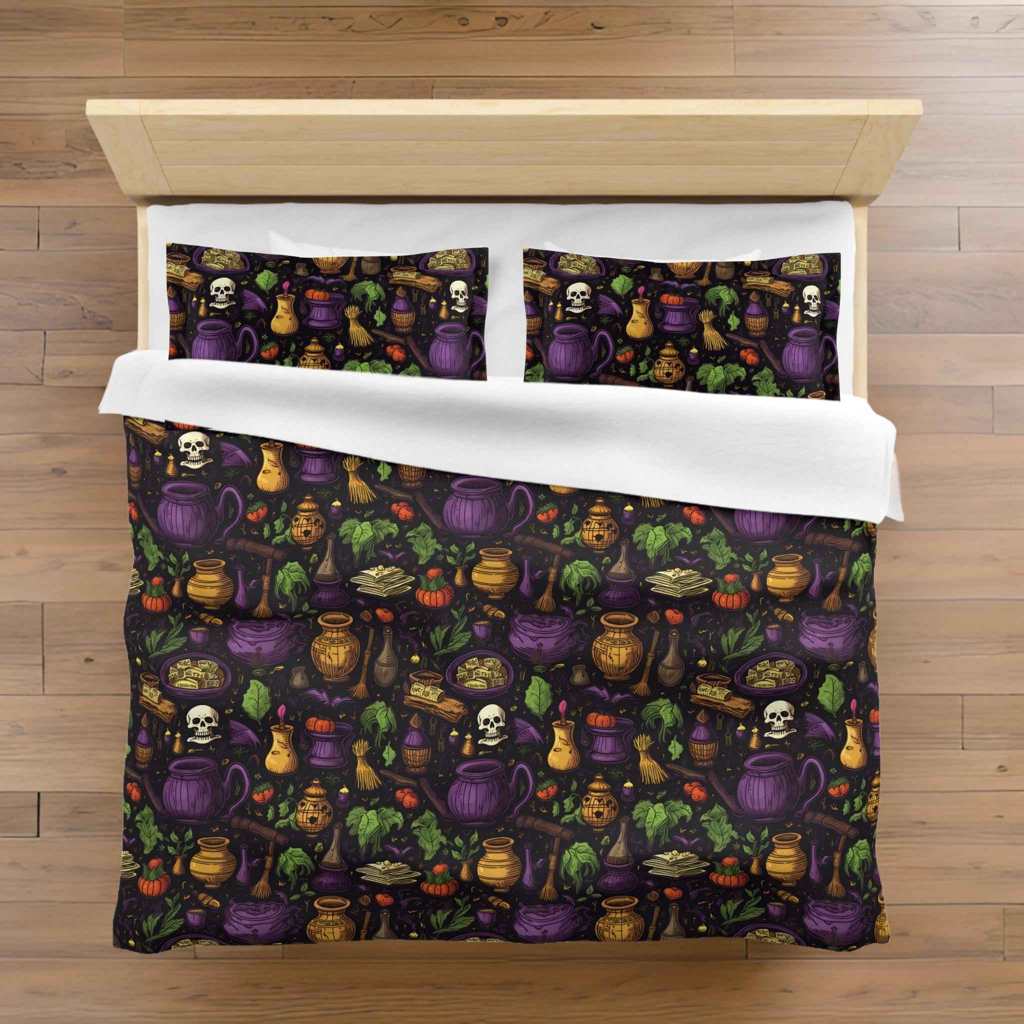 Halloween Duvet Cover and Pillow Shams | Hallows' Eve Spell
