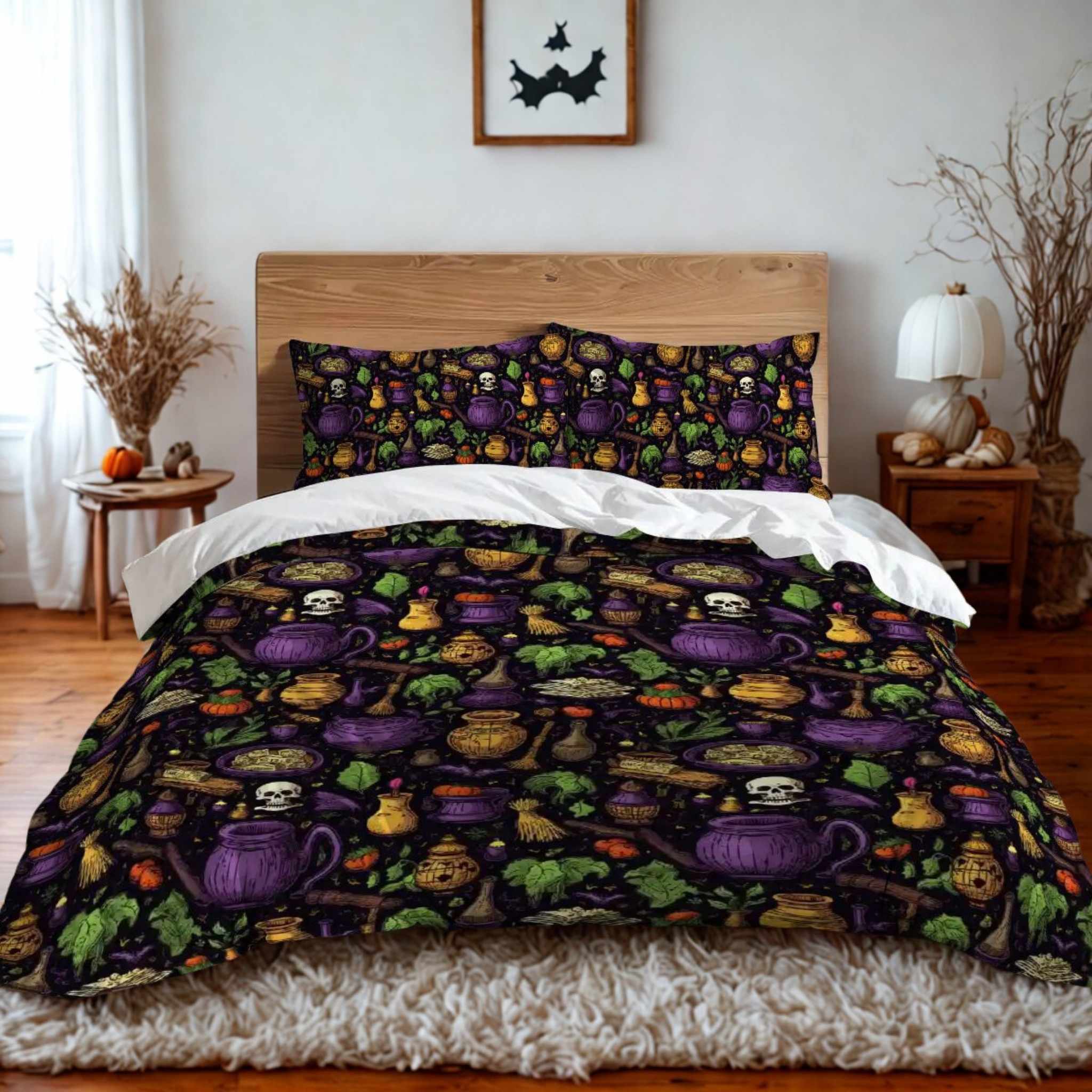 Halloween Duvet Cover and Pillow Shams | Hallows' Eve Spell