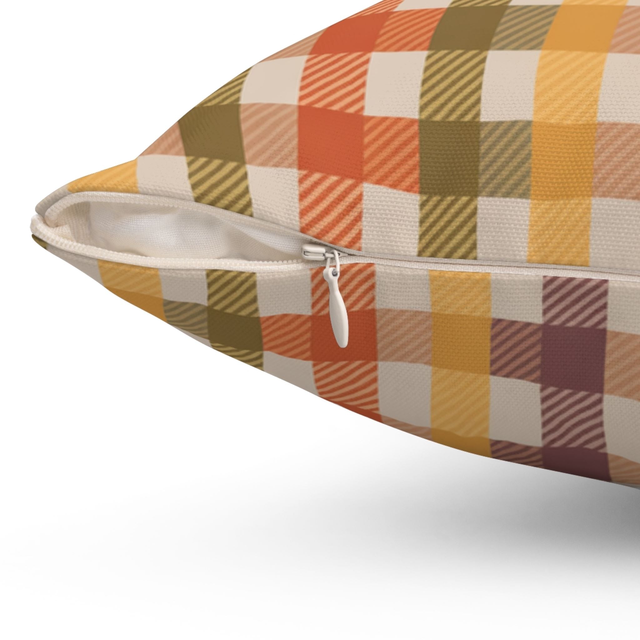 Plaid Throw Pillow – Woven Autumn Cushion | Harvest Check