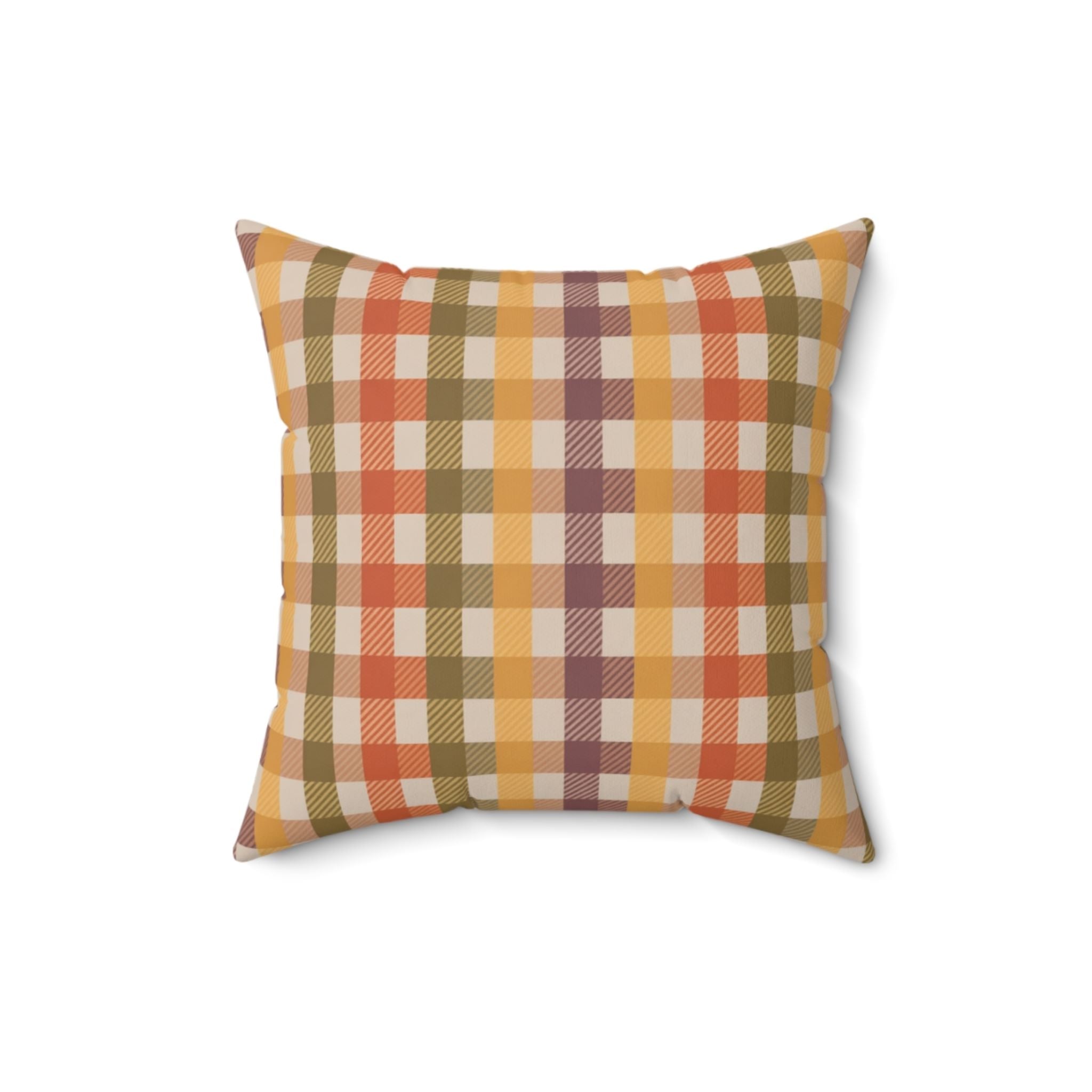 Plaid Throw Pillow – Woven Autumn Cushion | Harvest Check