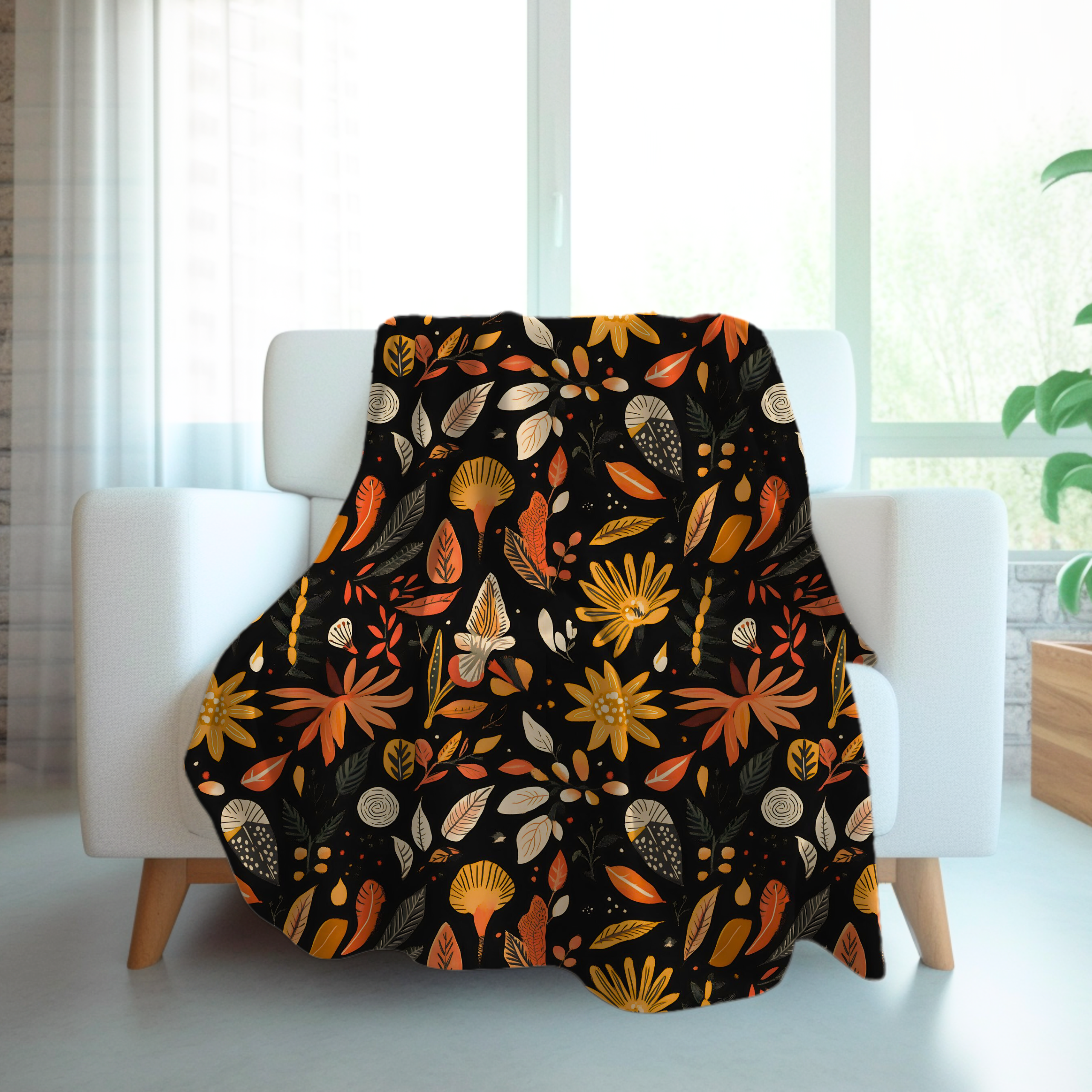 Autumn Floral Throw Blanket – Fall Home Decor | Harvest Hues