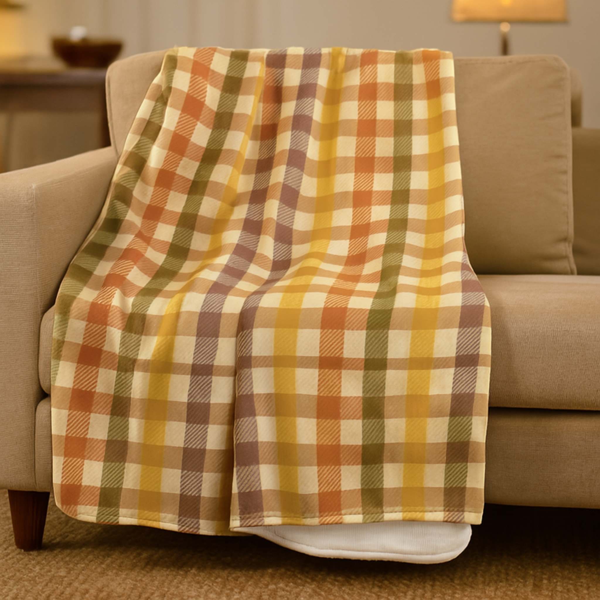 Autumn Plaid Throw Blanket – Sherpa or Velveteen | Harvest Check
