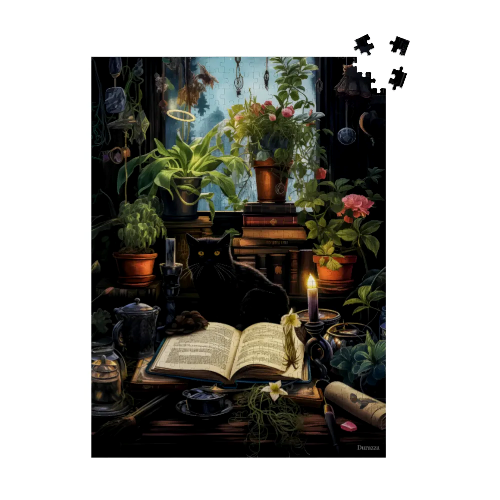 Herb Loving Cat Wooden Jigsaw Puzzle: 500 or 1000 Pieces