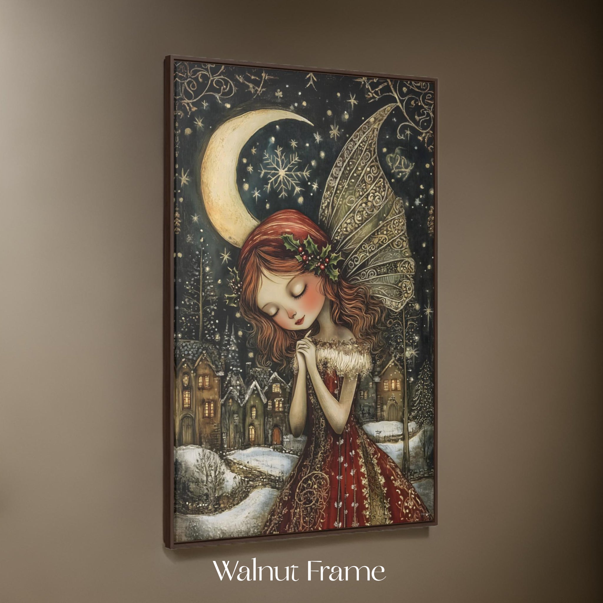Holiday Frost Fairy Wall Art: Christmas Art
