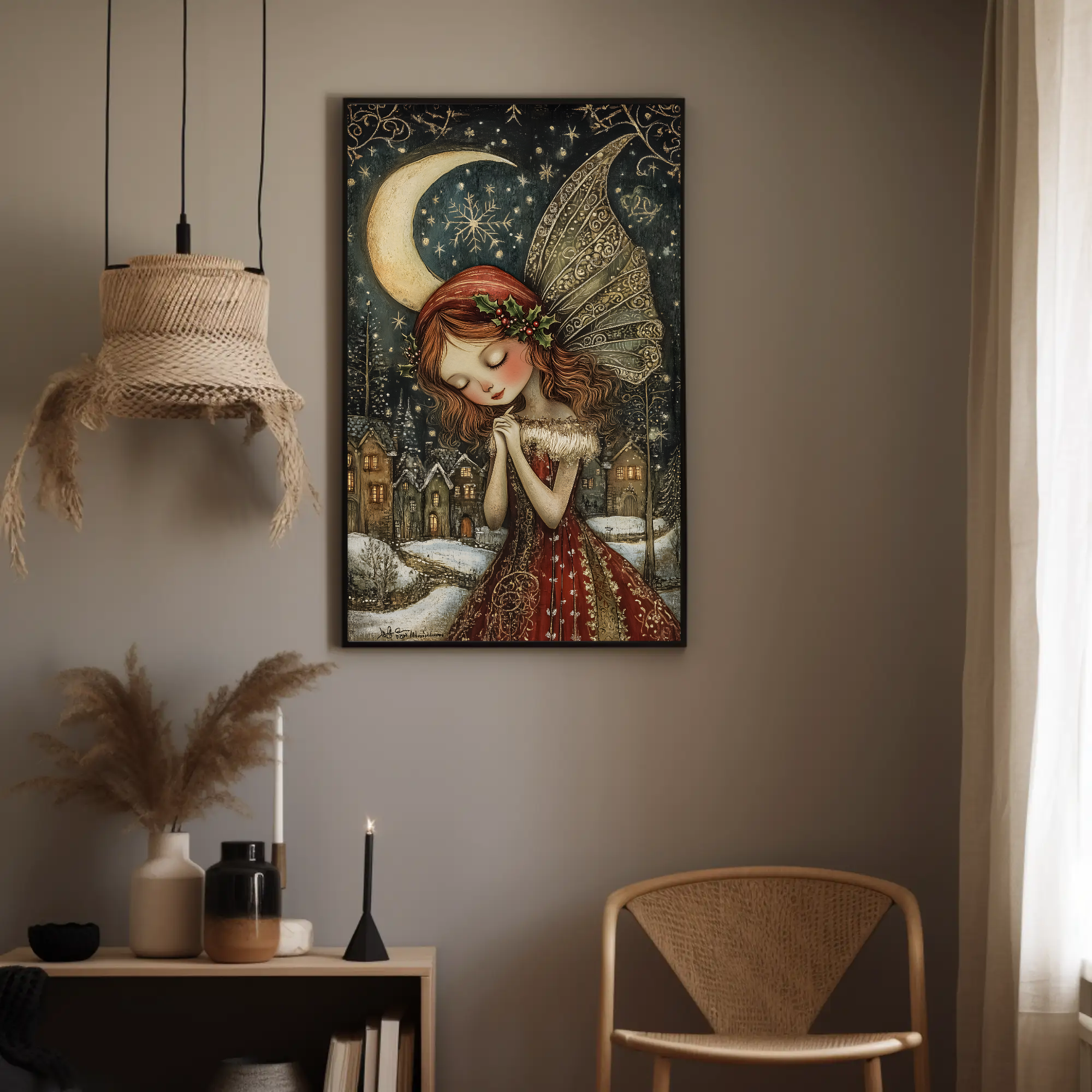 Holiday Frost Fairy Wall Art: Christmas Art