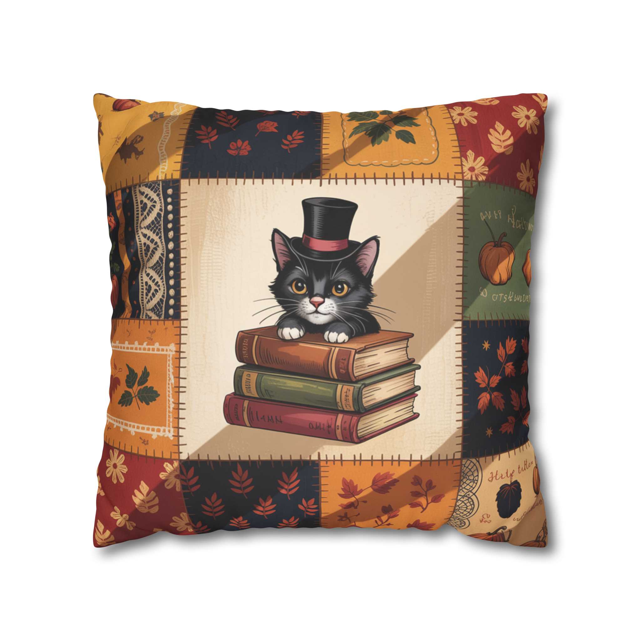 Cat Throw Pillow – Autumn Books & Cozy Decor | Inkwhisker