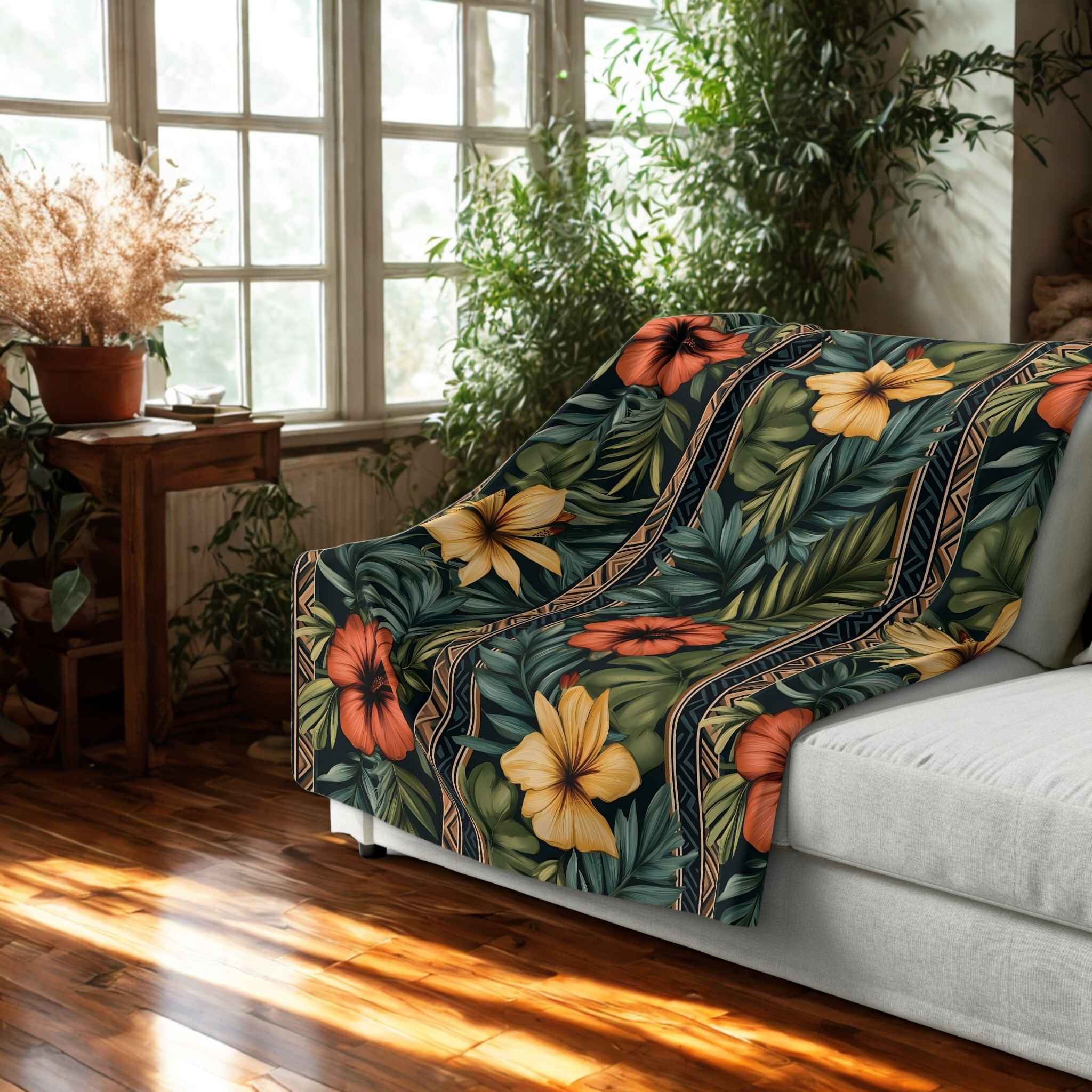 Tropical Throw Blanket - Boho Jungle Decor | Island Luxe