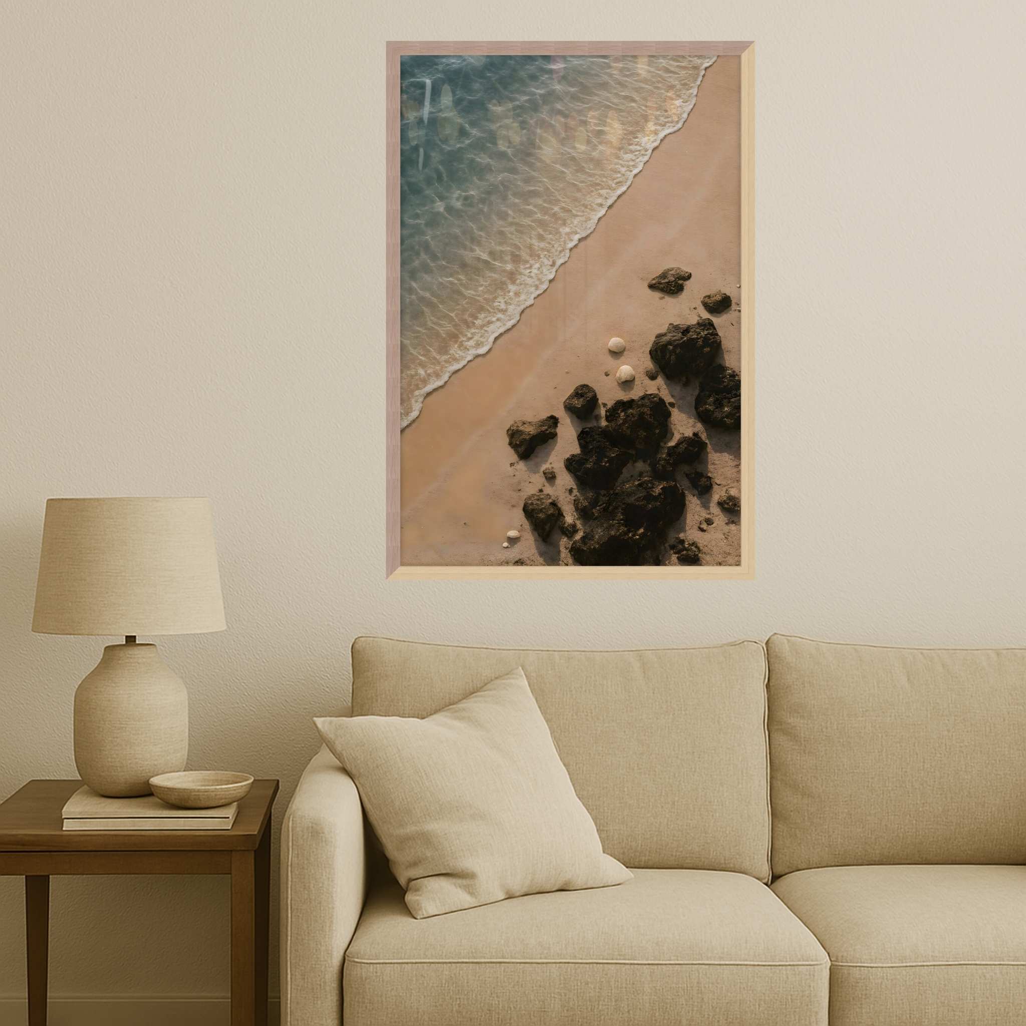 Aerial Beach Wall Art – Sand Meets Ocean | Island Textures