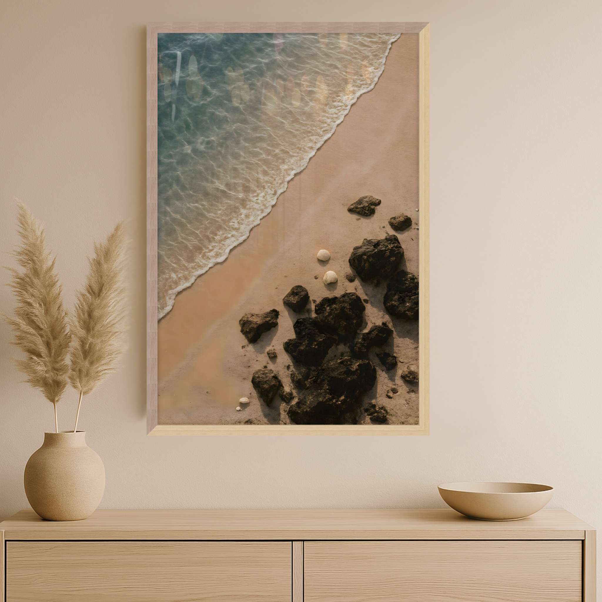 Aerial Beach Wall Art – Sand Meets Ocean | Island Textures