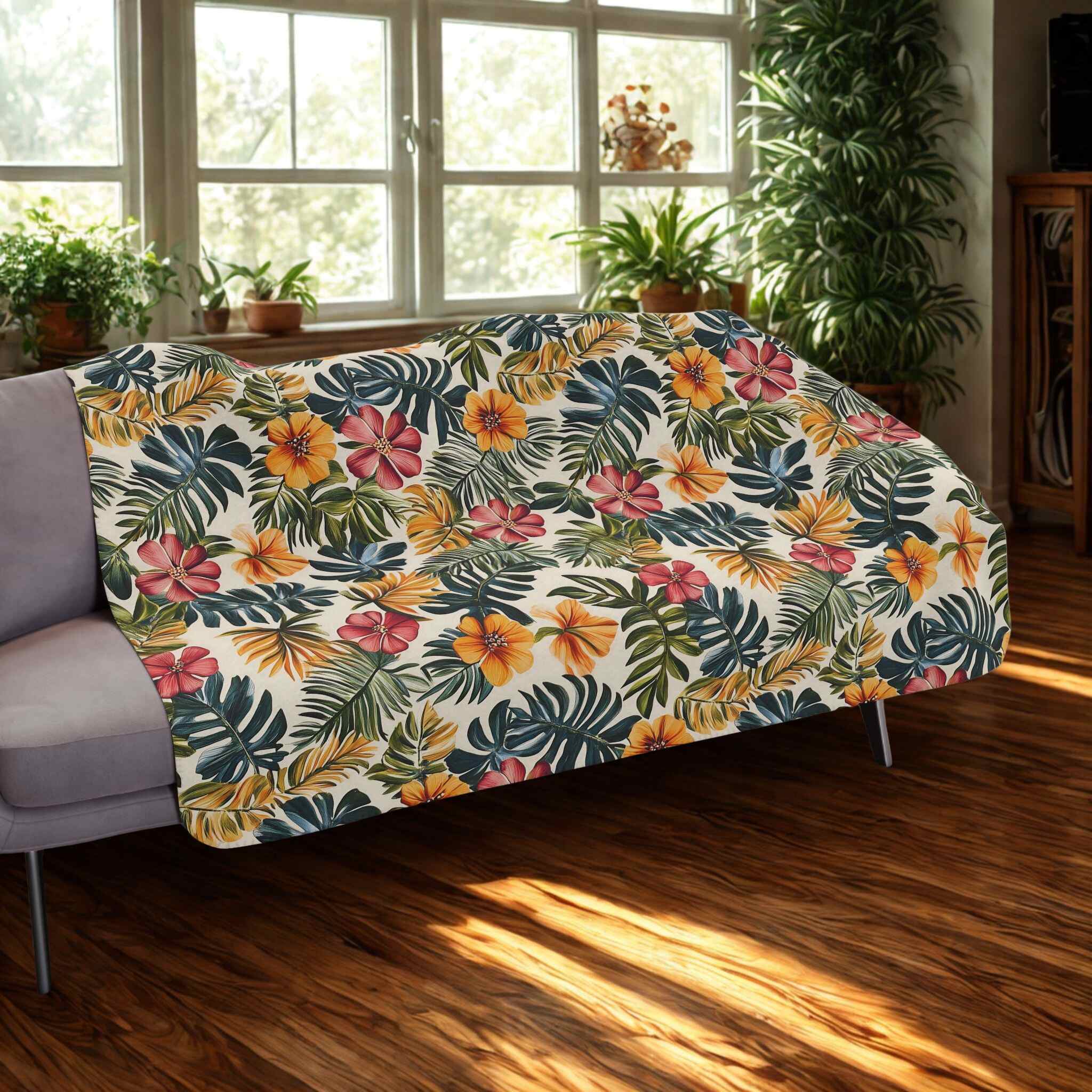 Tropical Throw Blanket - Botanical Decor | Island Bloom
