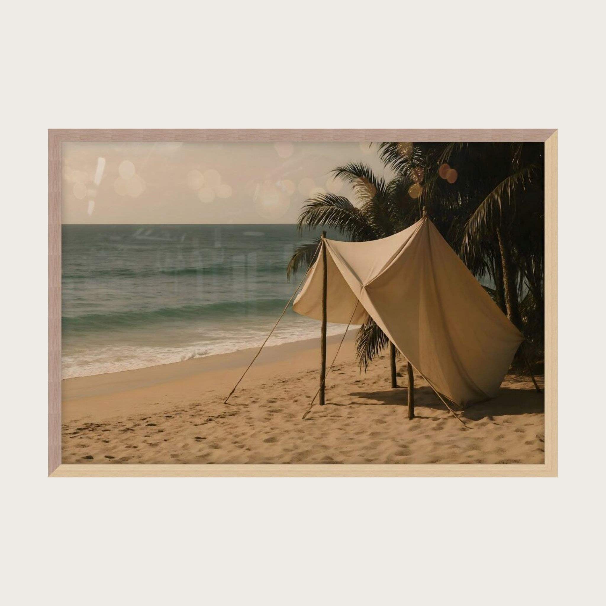 Beach Wall Art – Boho Shore Tent Scene | Island Retreat