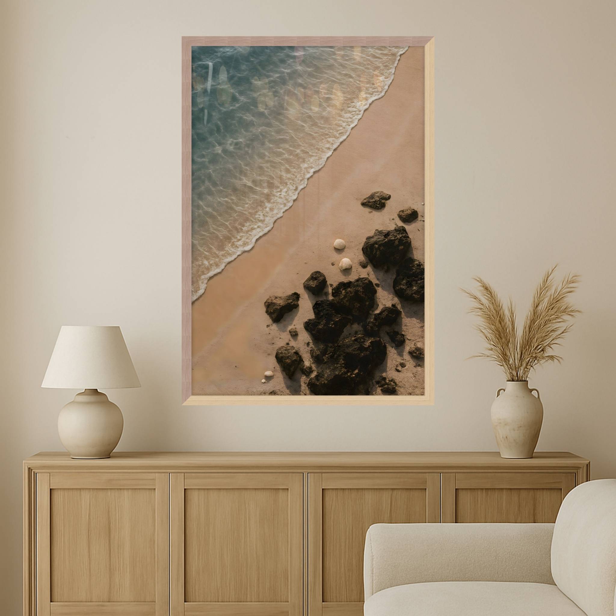 Aerial Beach Wall Art – Sand Meets Ocean | Island Textures