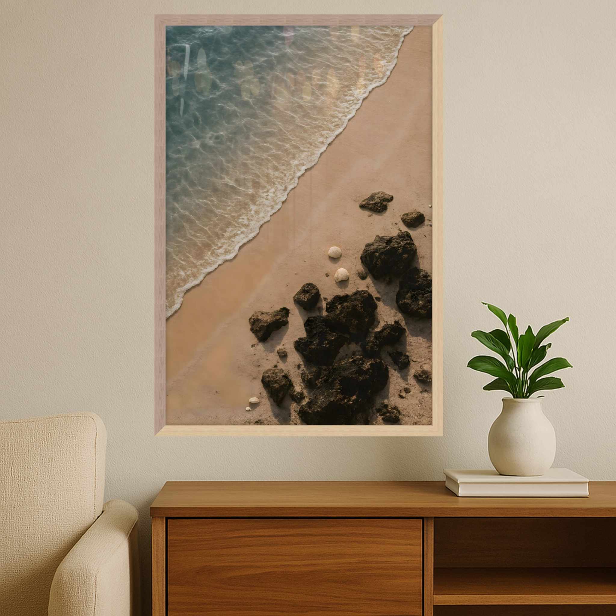 Aerial Beach Wall Art – Sand Meets Ocean | Island Textures