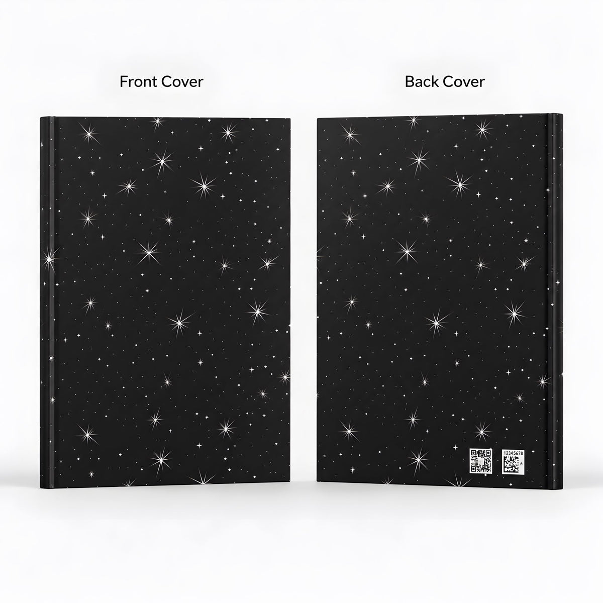 Whimsigoth celestial journal with star pattern on front and back cover