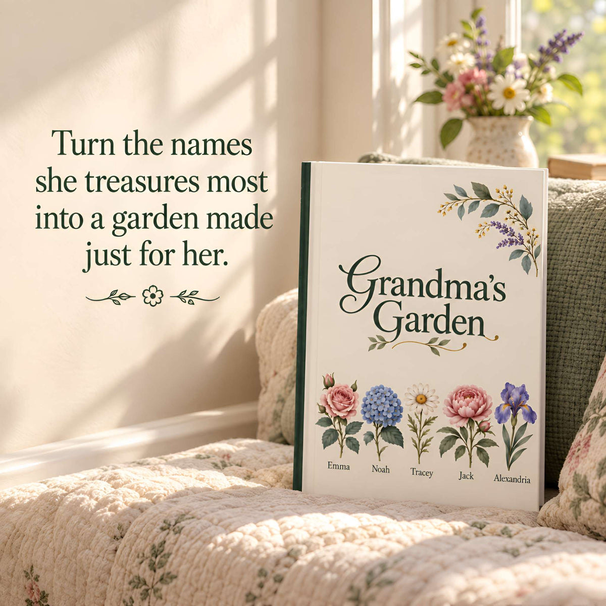 Personalized Grandma Journal, Lined Hardcover | Grandma’s Garden