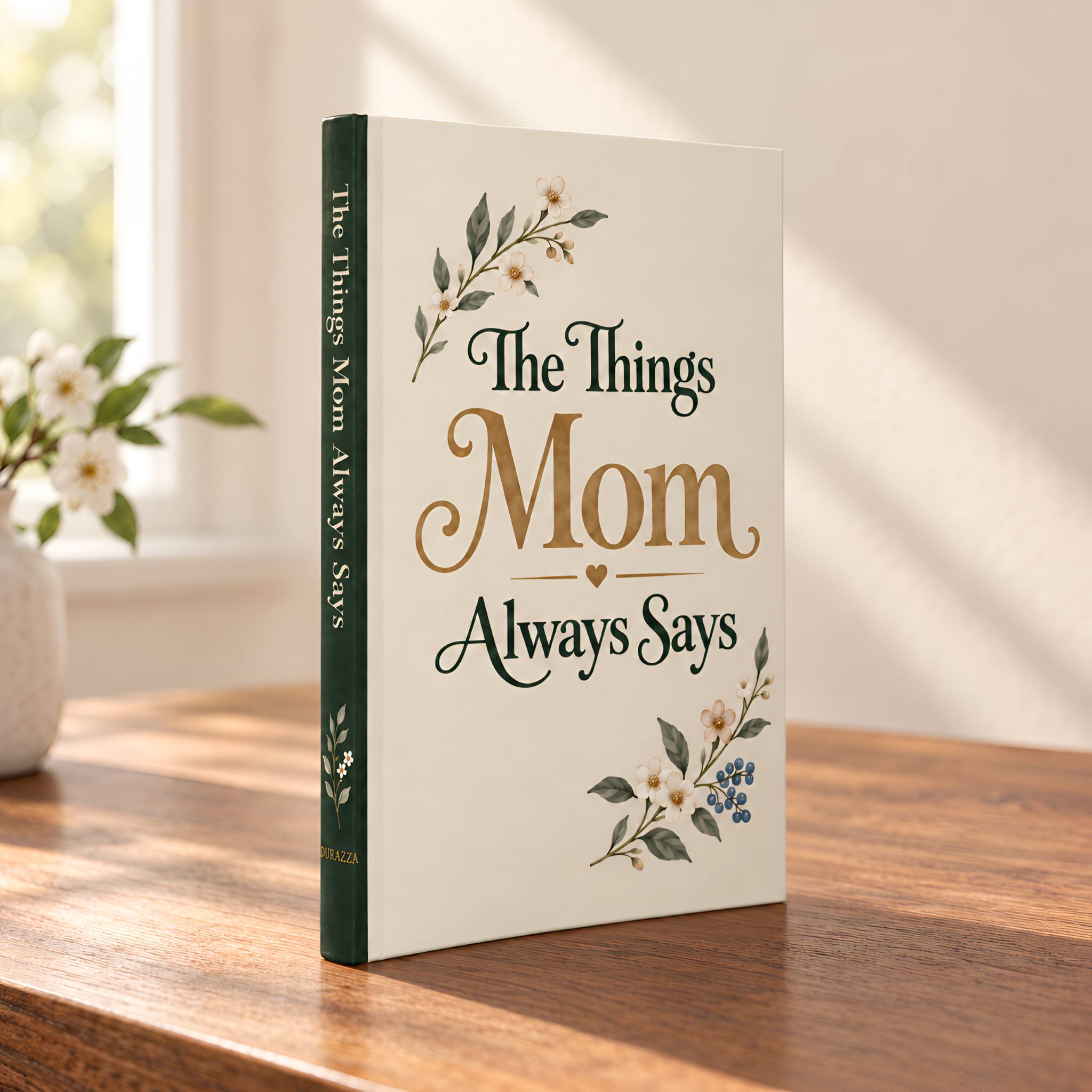 A decorative mom journal that says, "The Things Mom Always Says" on the cover. The perfect gift for mom from kids.