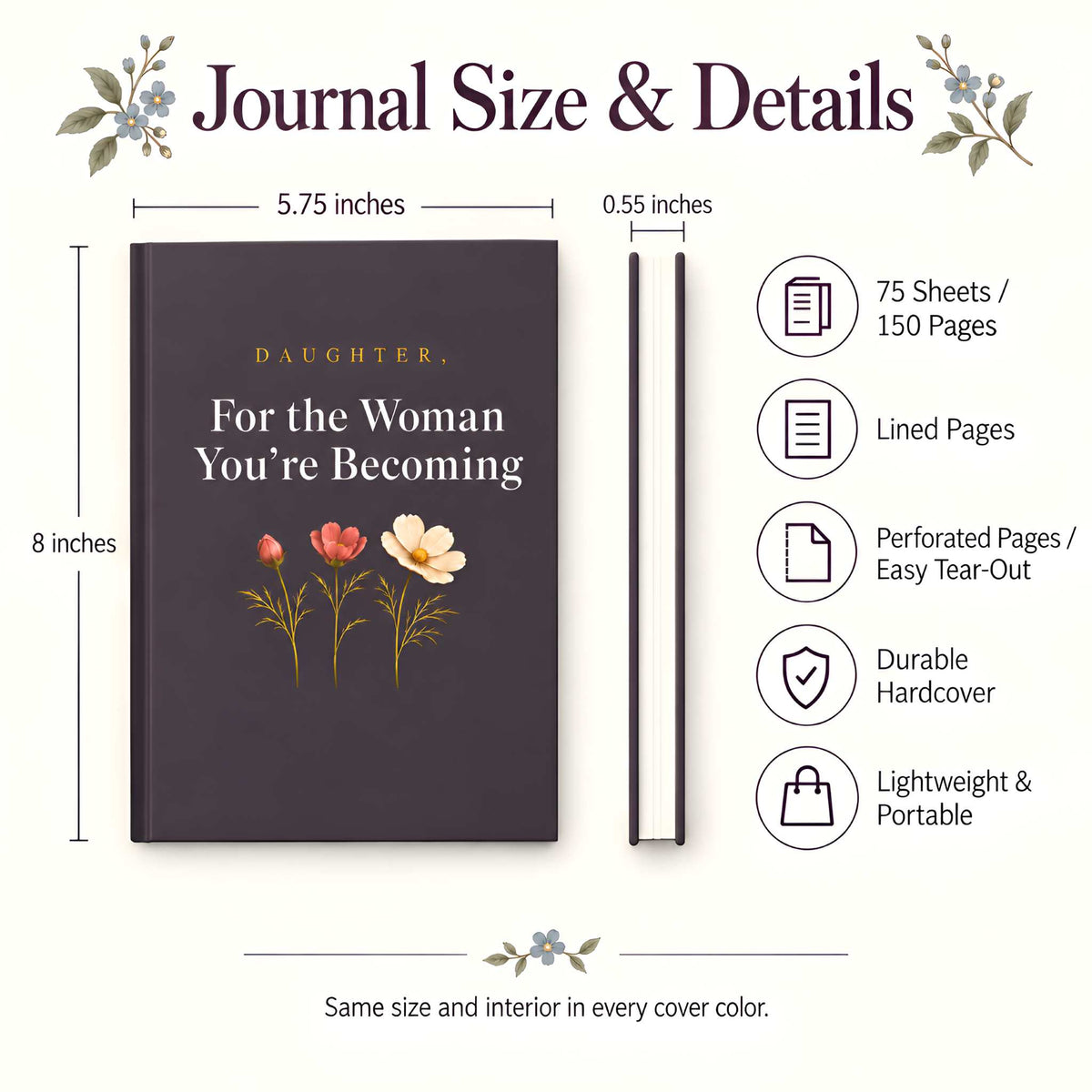 Daughter Floral Hardcover Journal | For the Woman You’re Becoming
