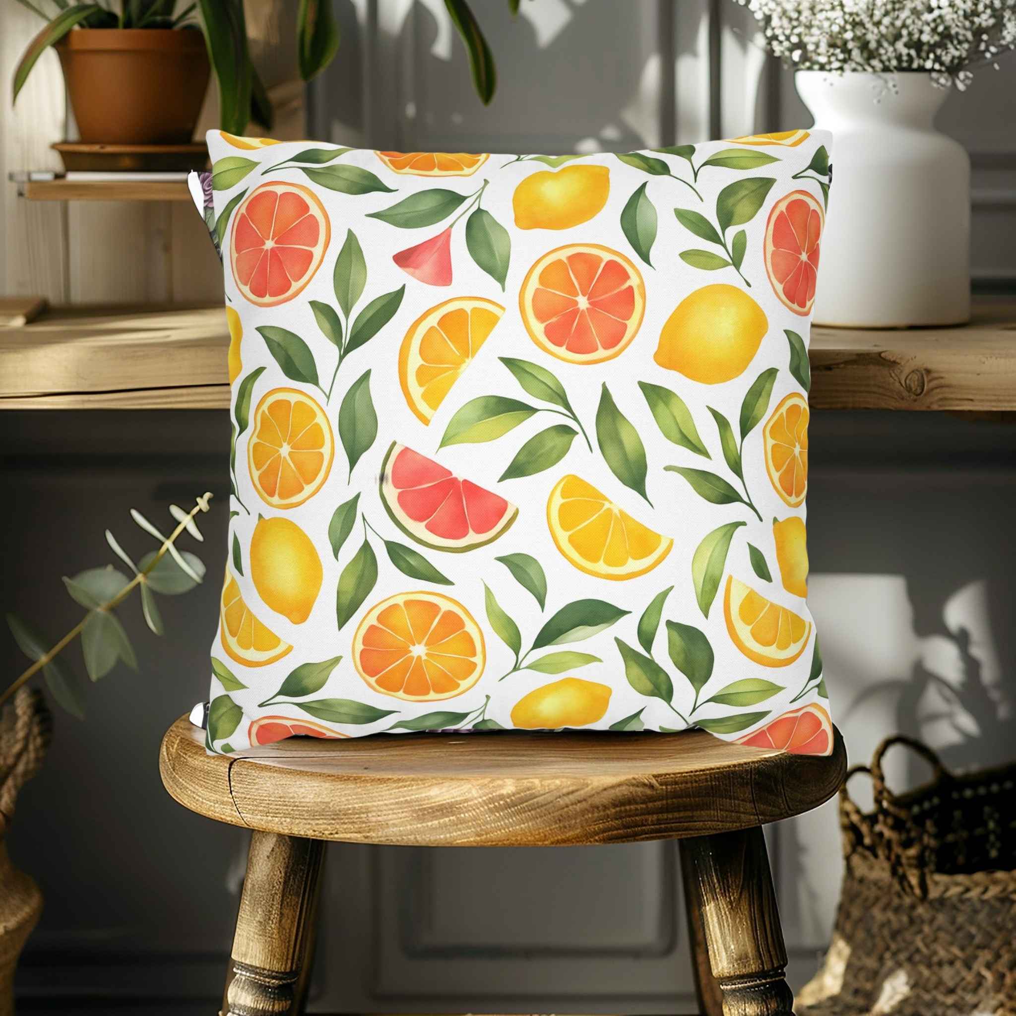 Citrus Throw Pillow – Orange Fruit Home Accent | Juicy Joy