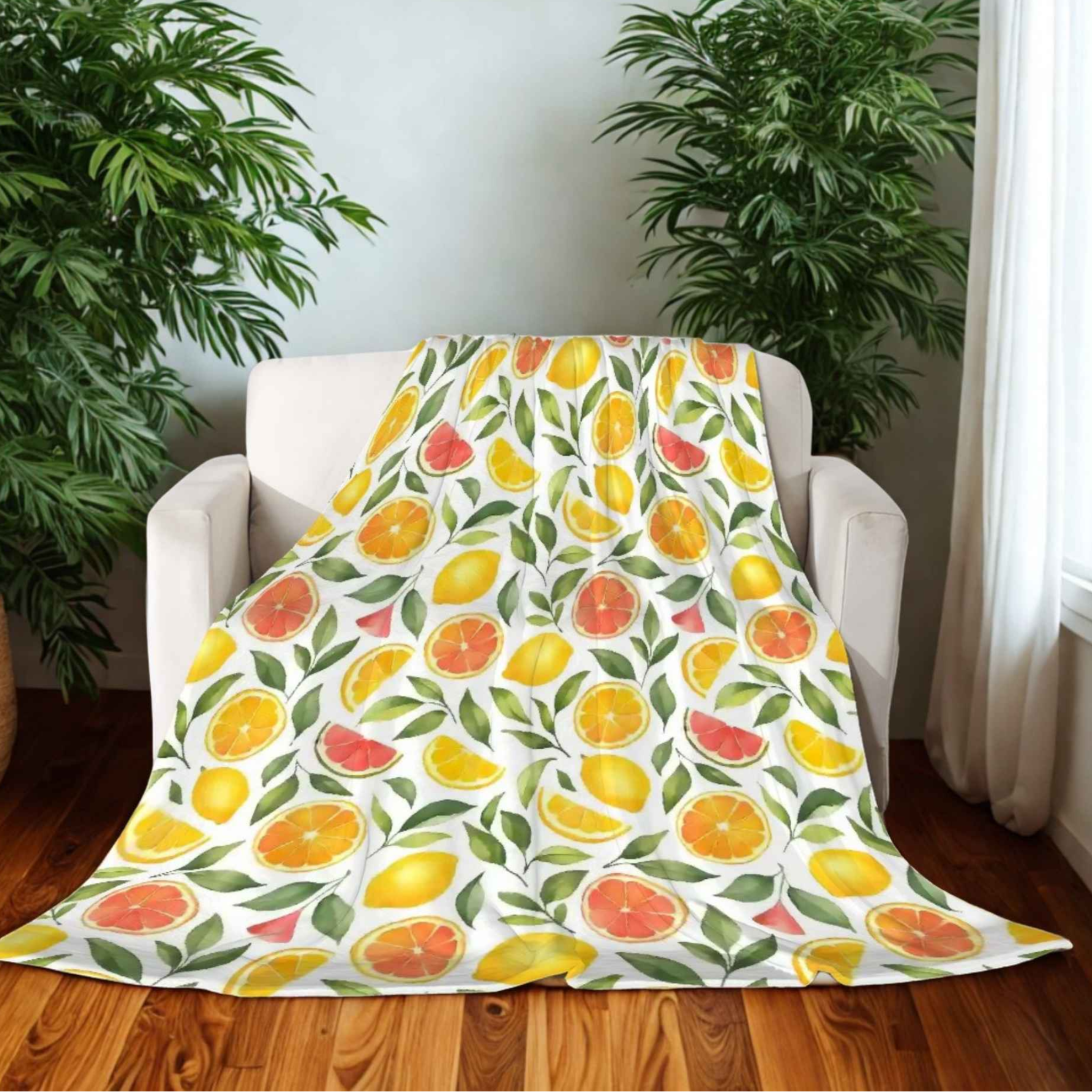 Fruit Throw Blanket - Citrus Orchard Decor | Juicy Joy