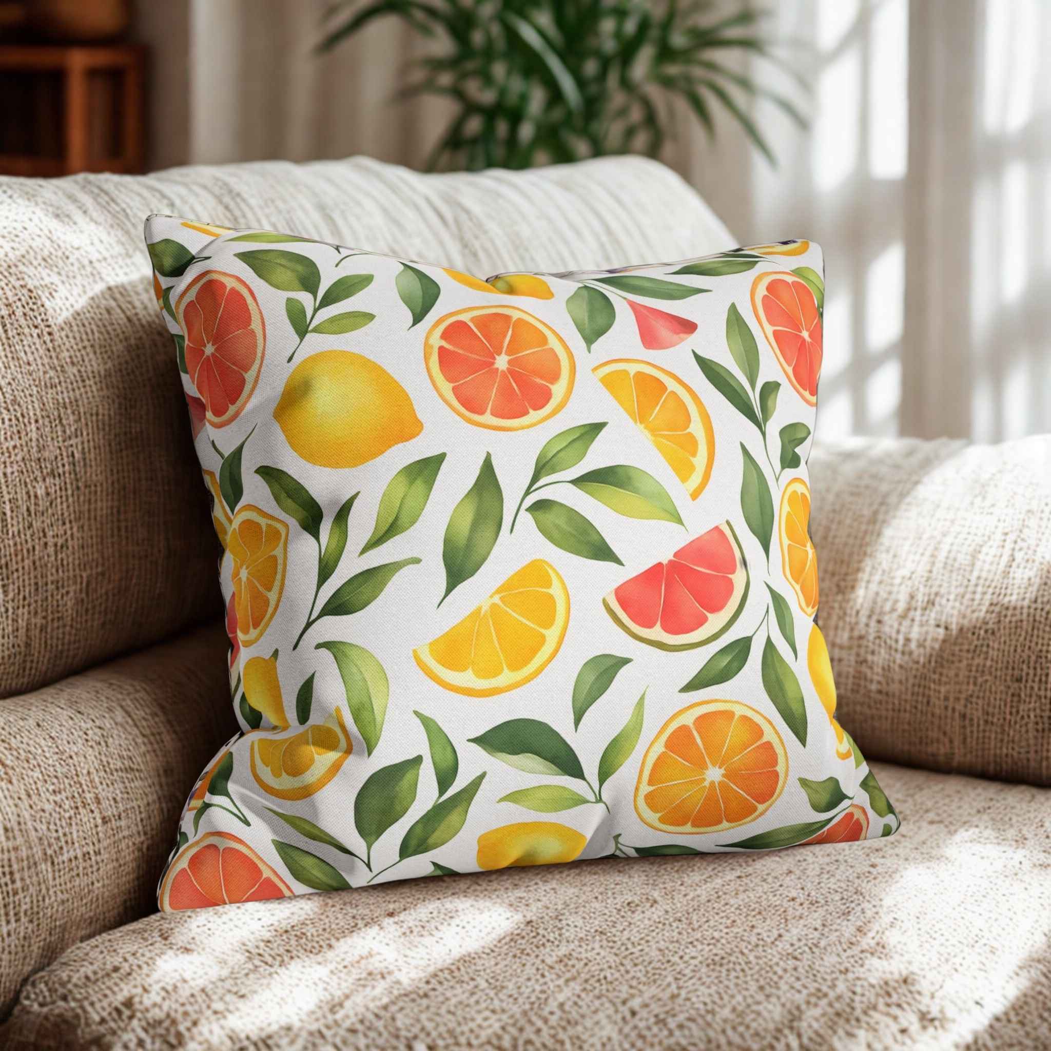 Citrus Throw Pillow – Orange Fruit Home Accent | Juicy Joy