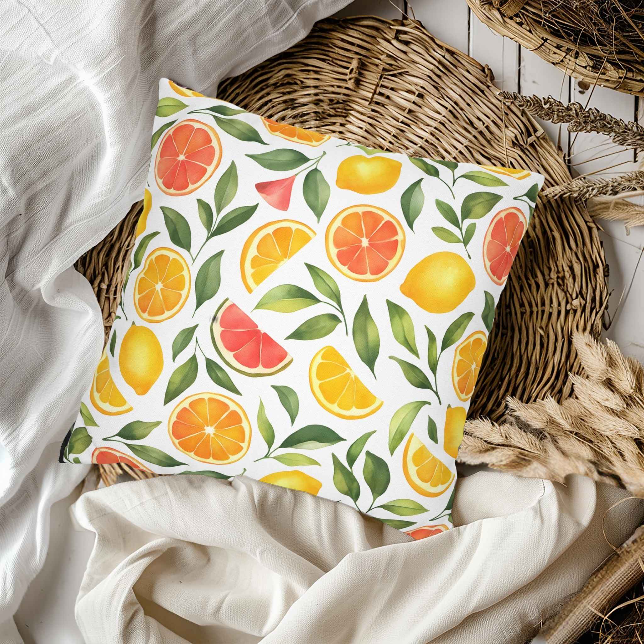 Citrus Throw Pillow – Orange Fruit Home Accent | Juicy Joy