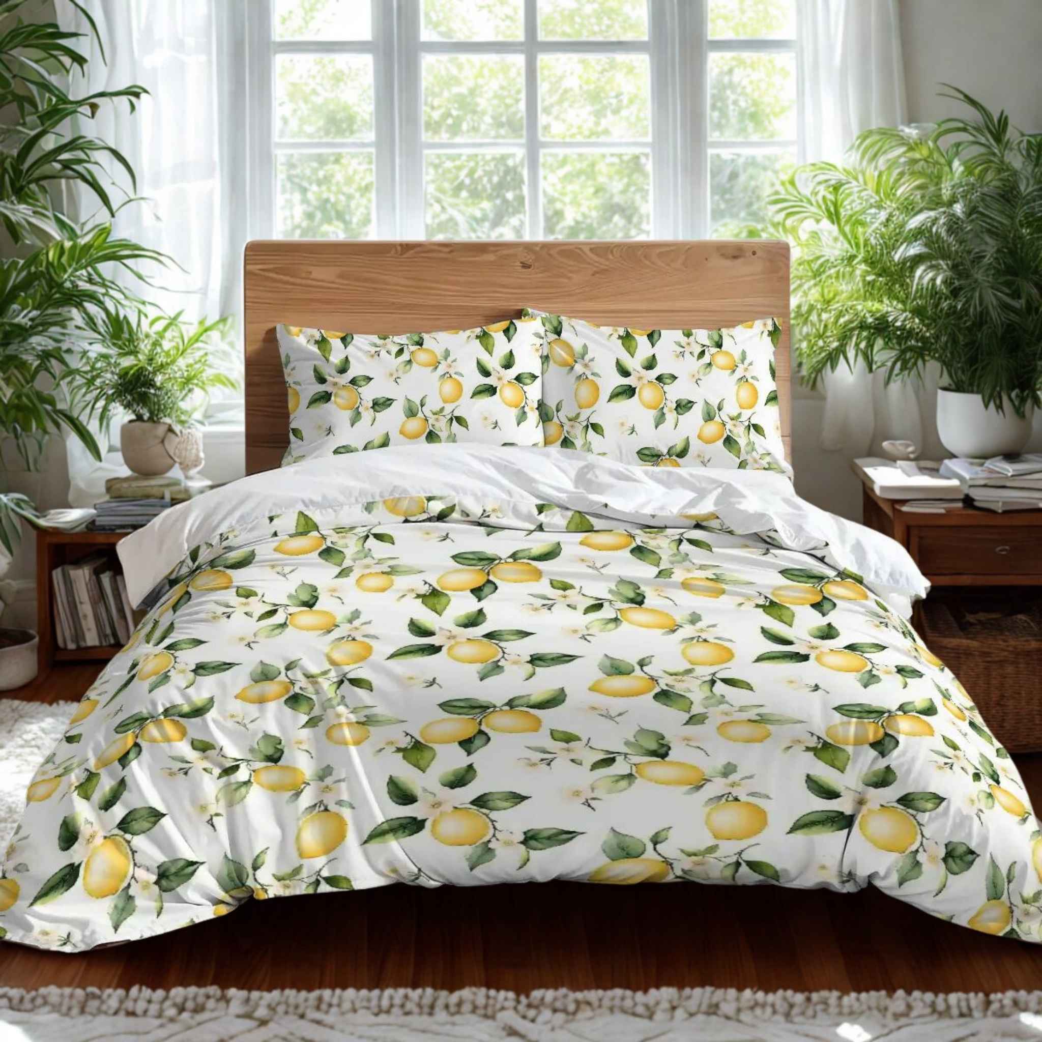 Lemon Duvet Cover - Boho Fruit Summer Bedding | Lemony Zest