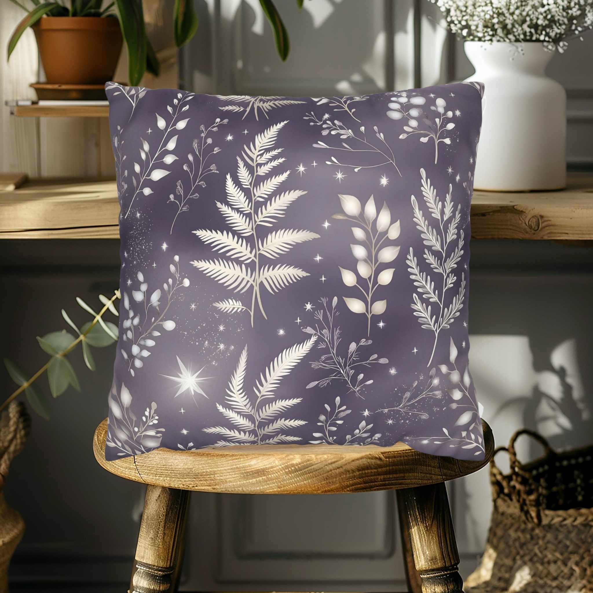 Botanical Throw Pillow: Mystical Home Decor | Lunar Fern