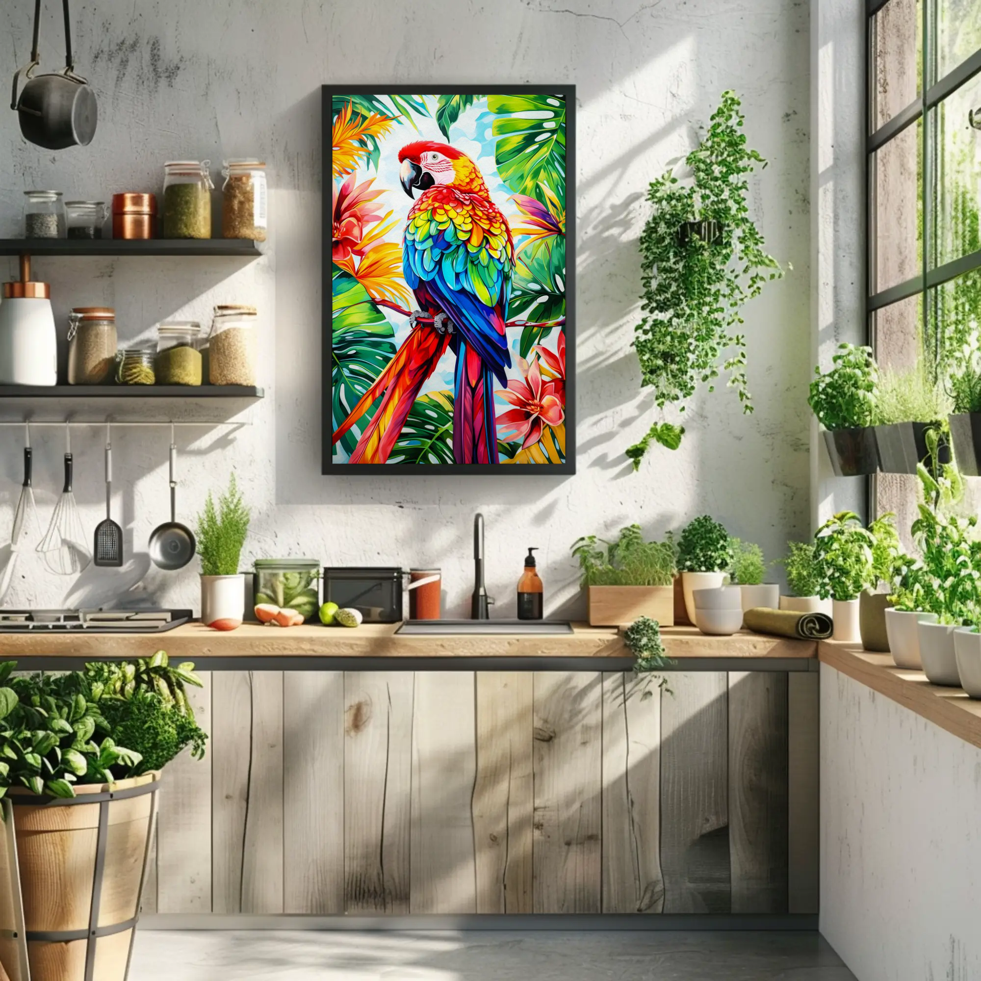 Majesty Macaw Parrot Framed Art Print: Tropical Bird Art
