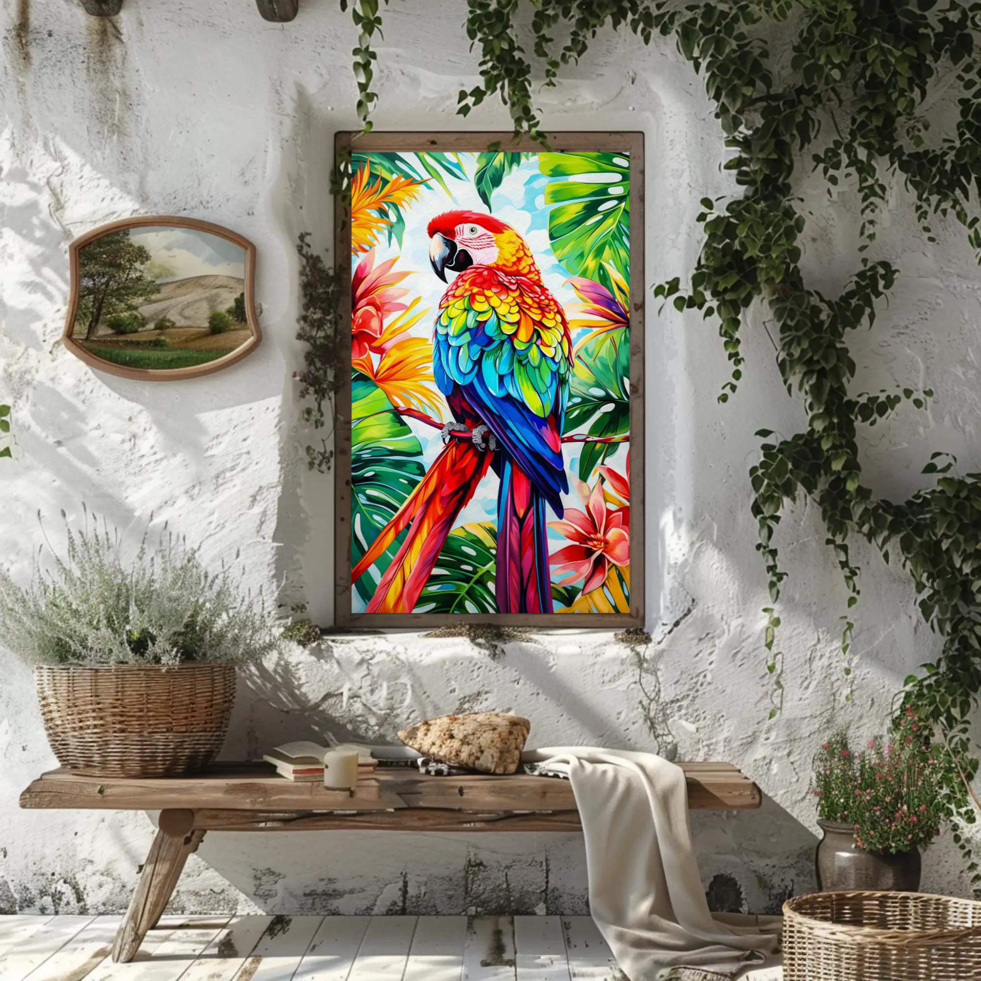 Majesty Macaw Parrot Framed Art Print: Tropical Bird Art
