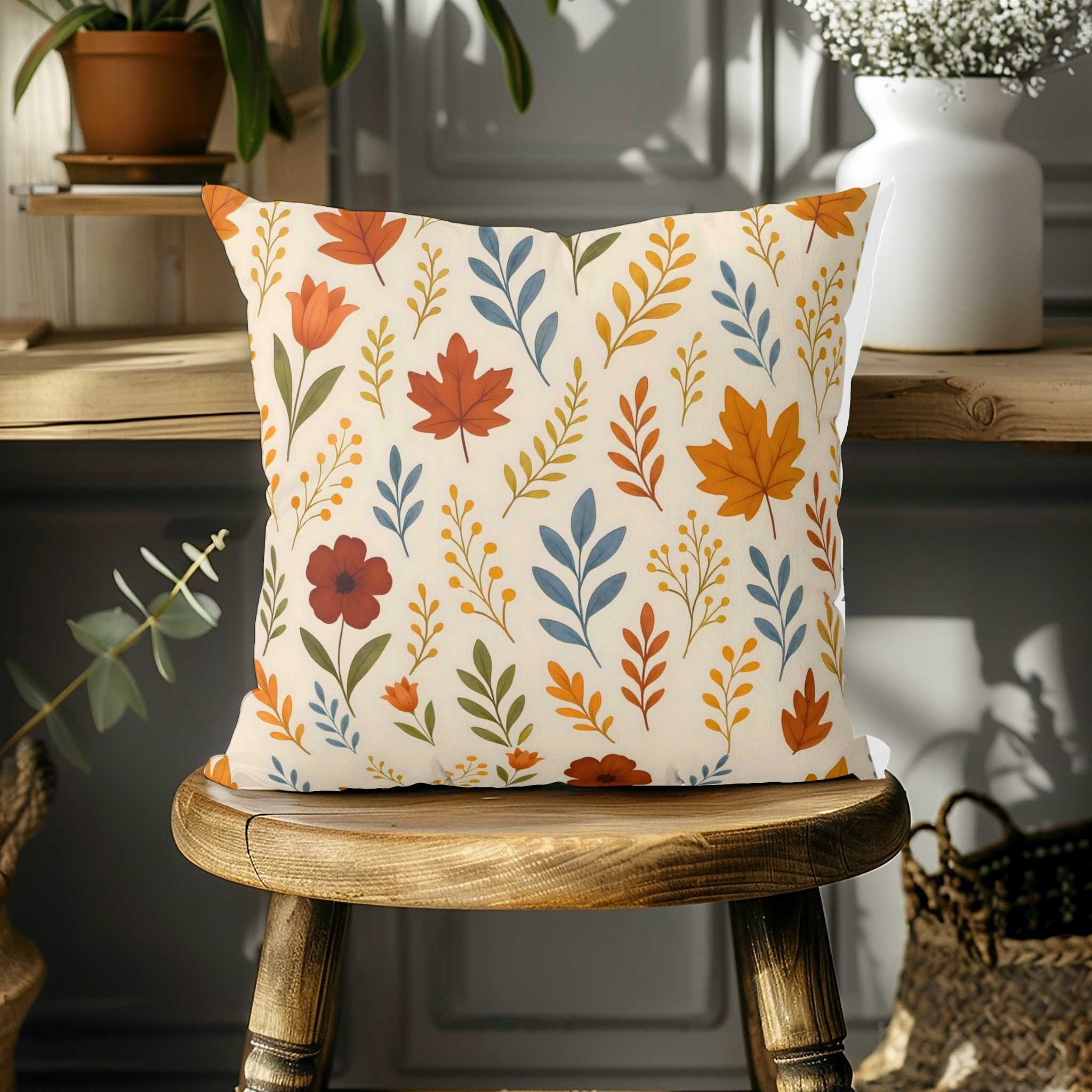 Fall Leaves Throw Pillow – Autumn Accent Decor | Mapleveil