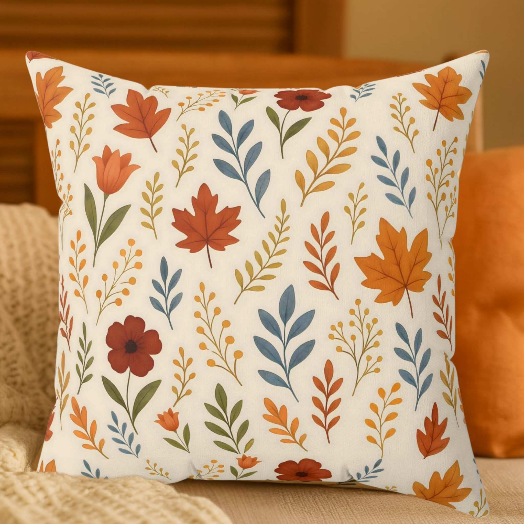 Fall Leaves Throw Pillow – Autumn Accent Decor | Mapleveil