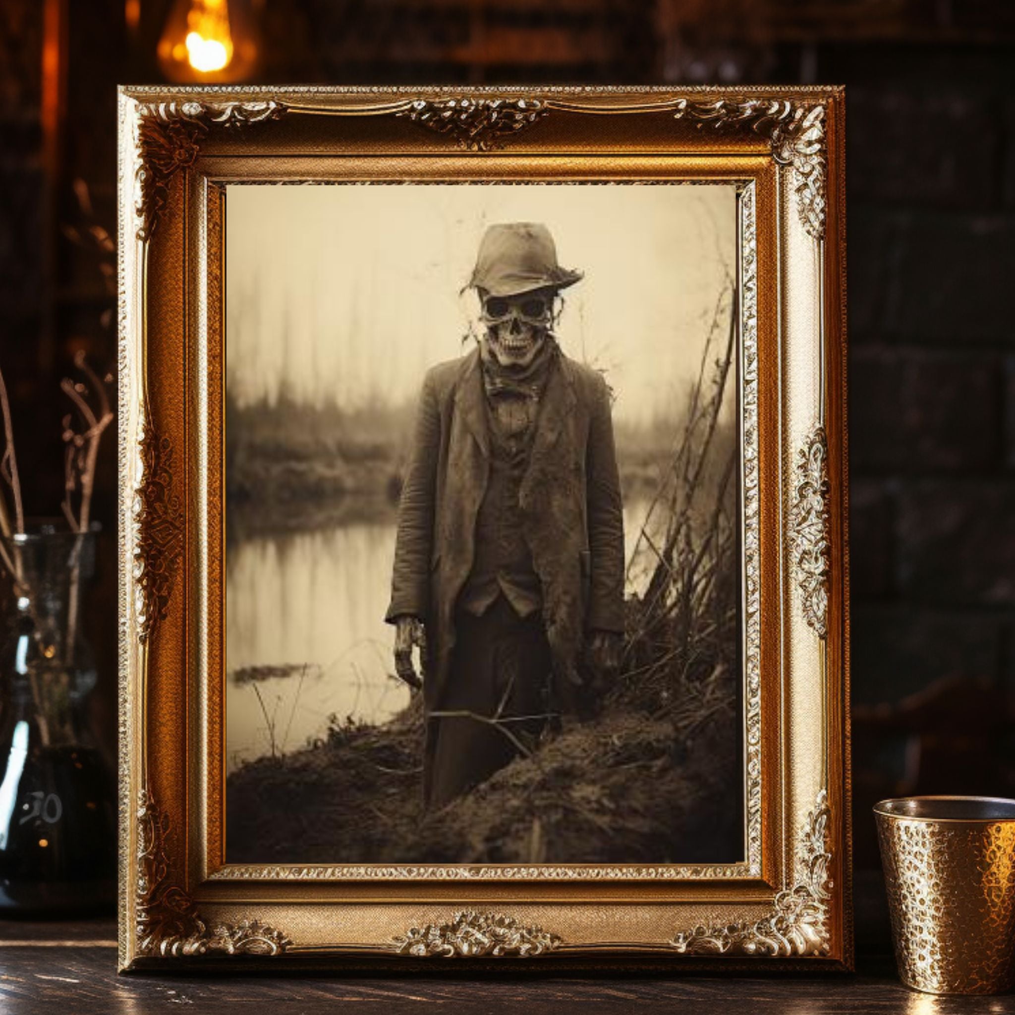 Marshy Whisphers Skeleton Wall Art: Vintage Photo