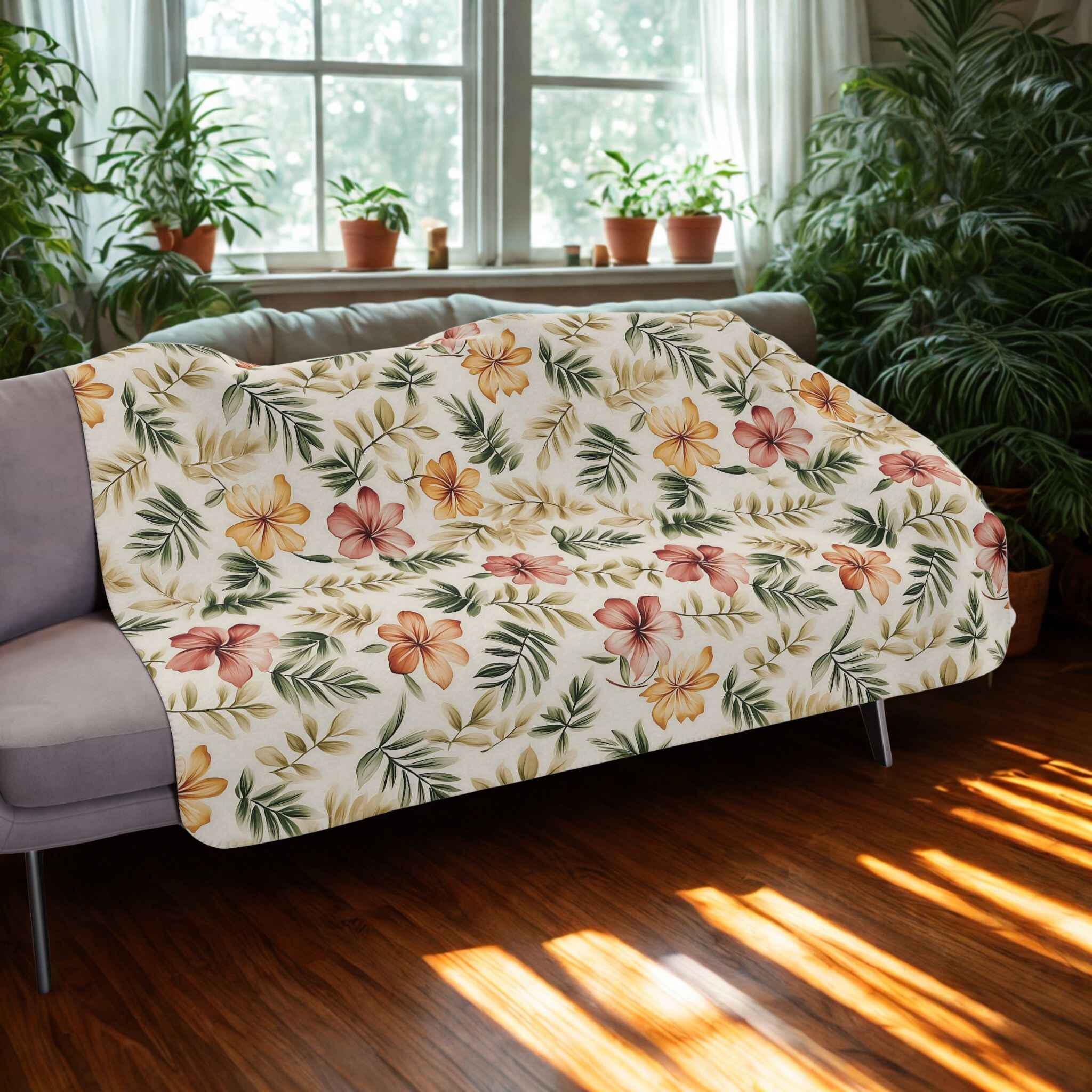 Cottagecore Throw Blanket - Earthy Floral | Meadow Bloom