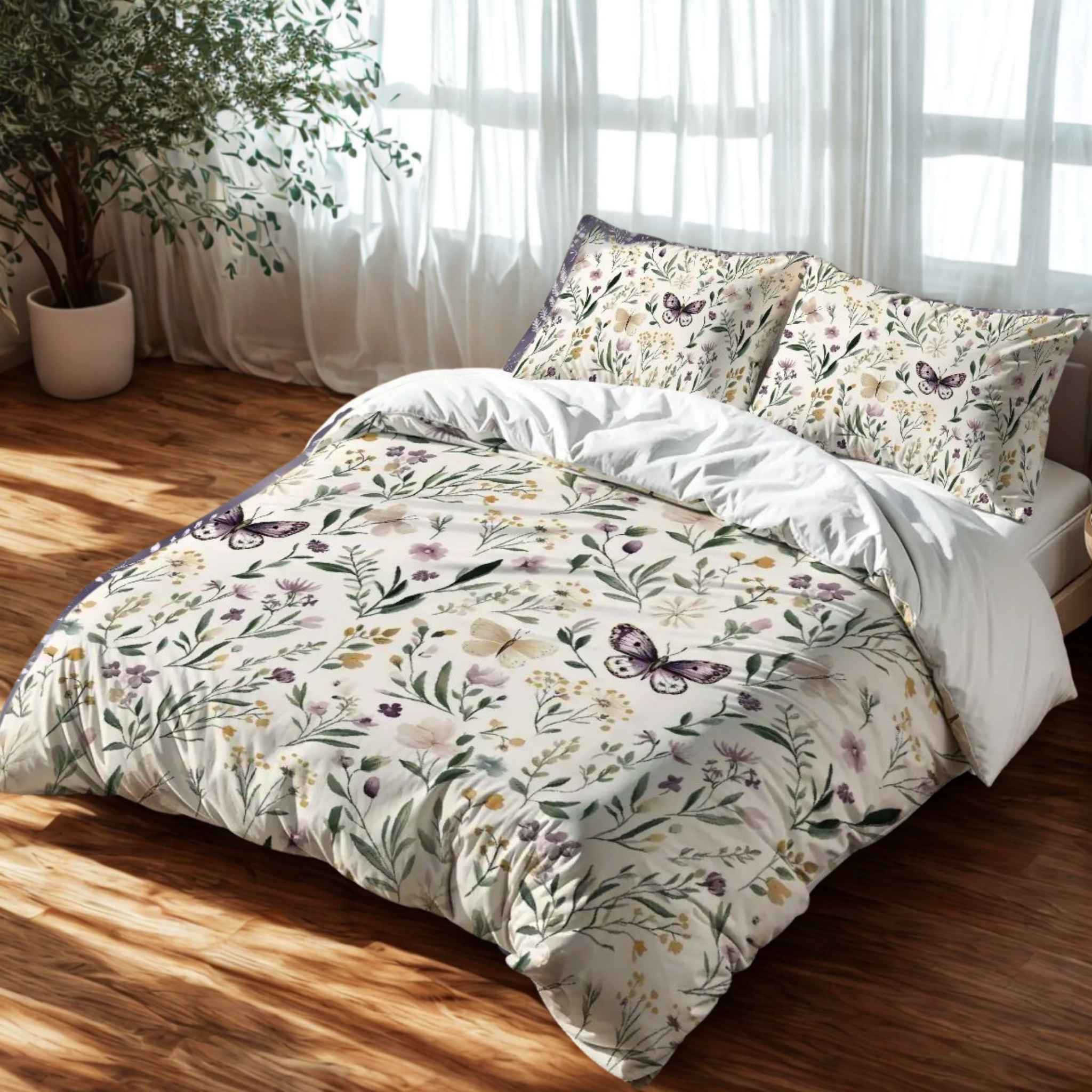 Boho Floral Duvet Cover - Butterfly Bedding | Meadow Wings