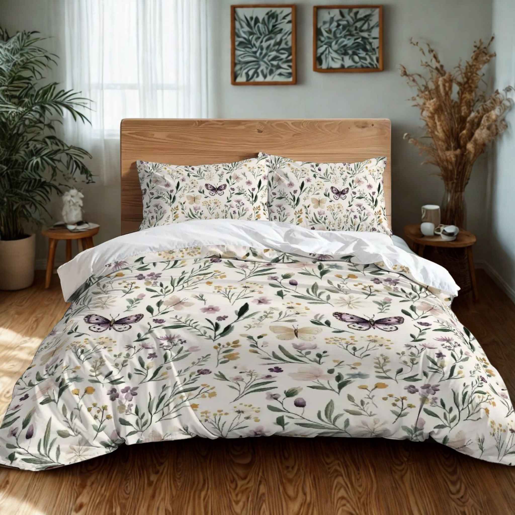 Boho Floral Duvet Cover - Butterfly Bedding | Meadow Wings
